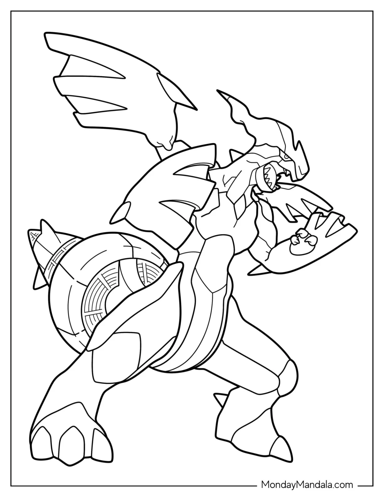 Legendary Pokemon Coloring Page Of Zekrom Roaring coloring page