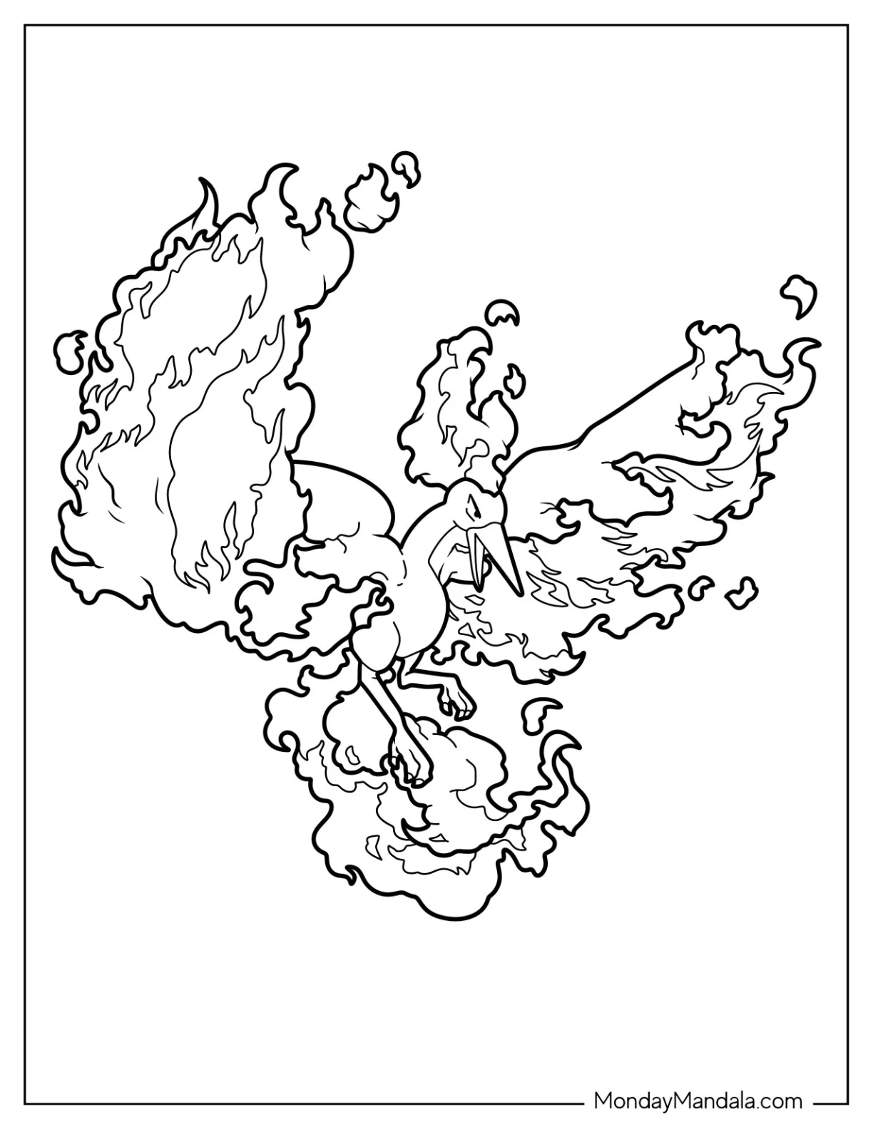 Moltres Legendary Pokemon Coloring Page coloring page