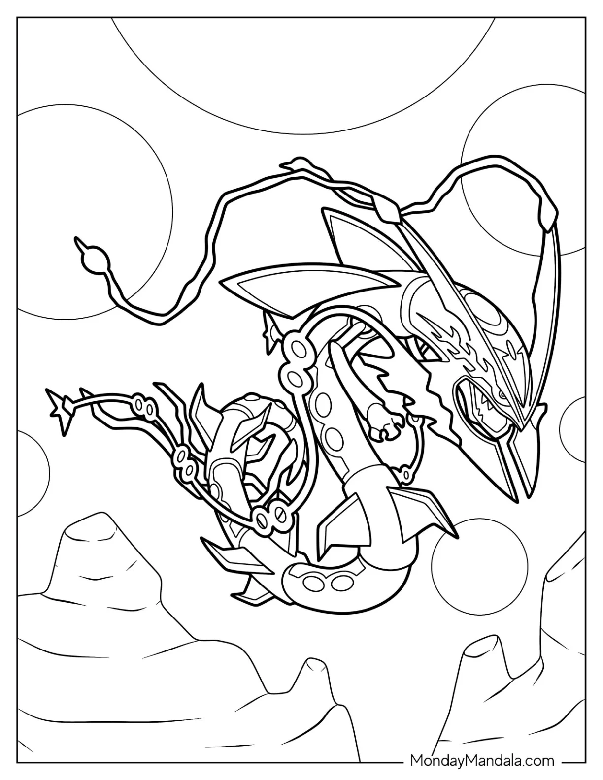 Rayquaza Flying Legendary Pokemon Coloring Page coloring page