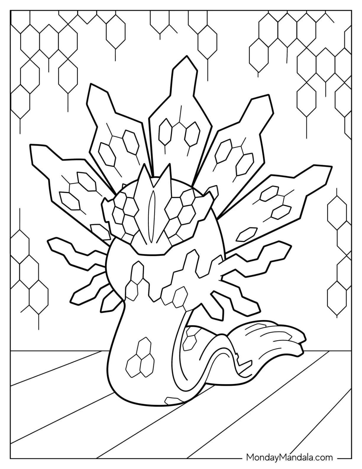 Shiny Zygarde Legendary Pokemon Coloring Page coloring page