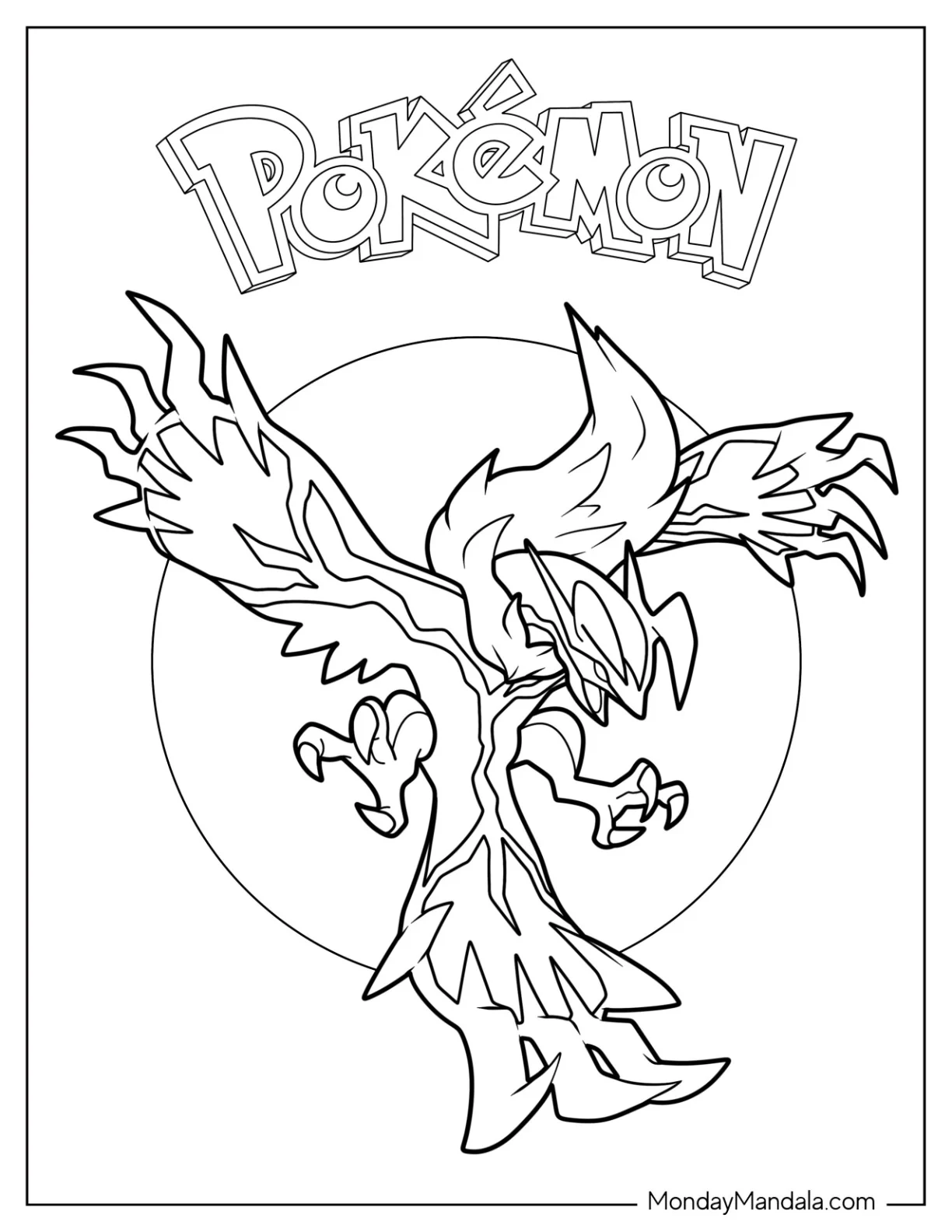 Yveltal Legendary Pokemon Coloring Page Poster coloring page