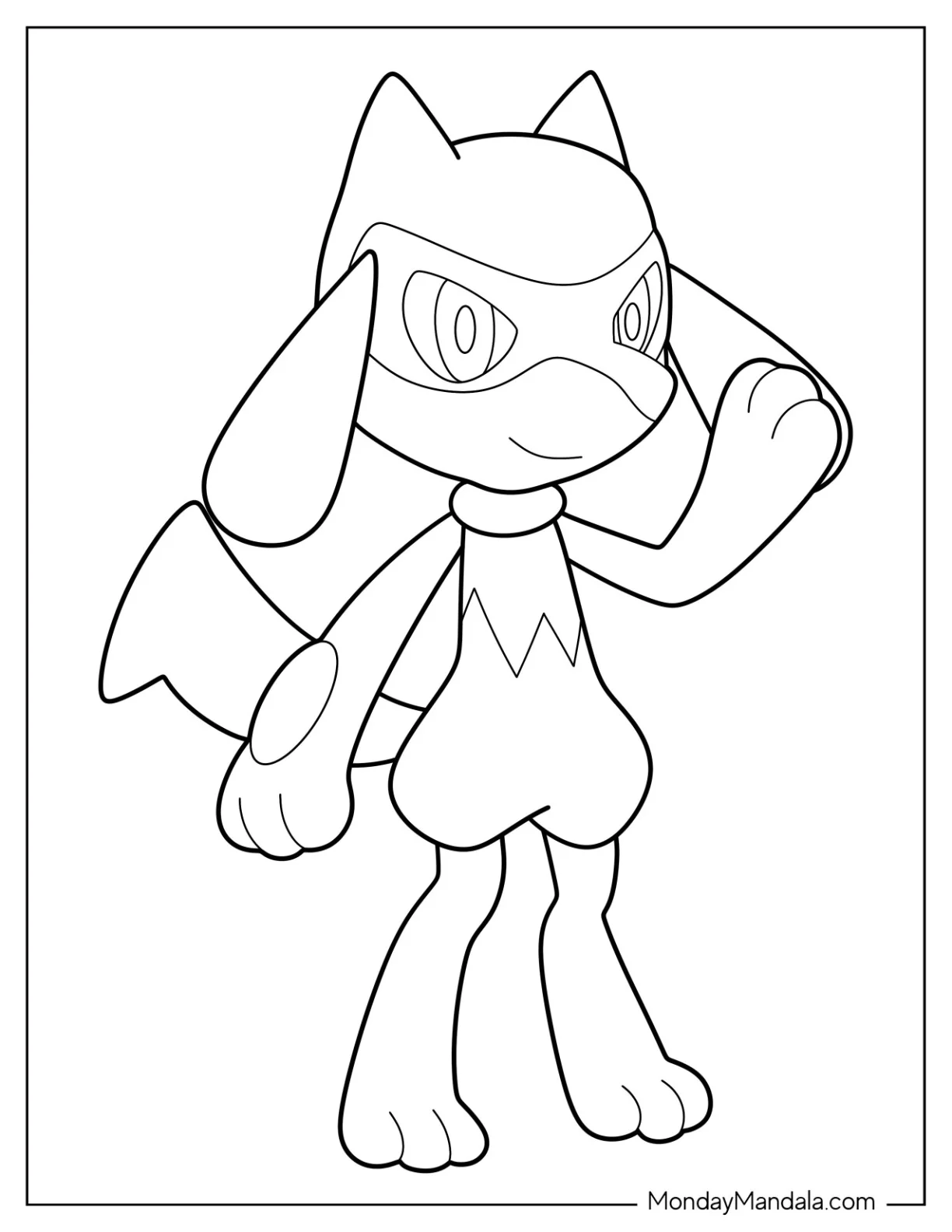 Lucario Coloring Page Of Kawaii Riolu For Preschoolers coloring page