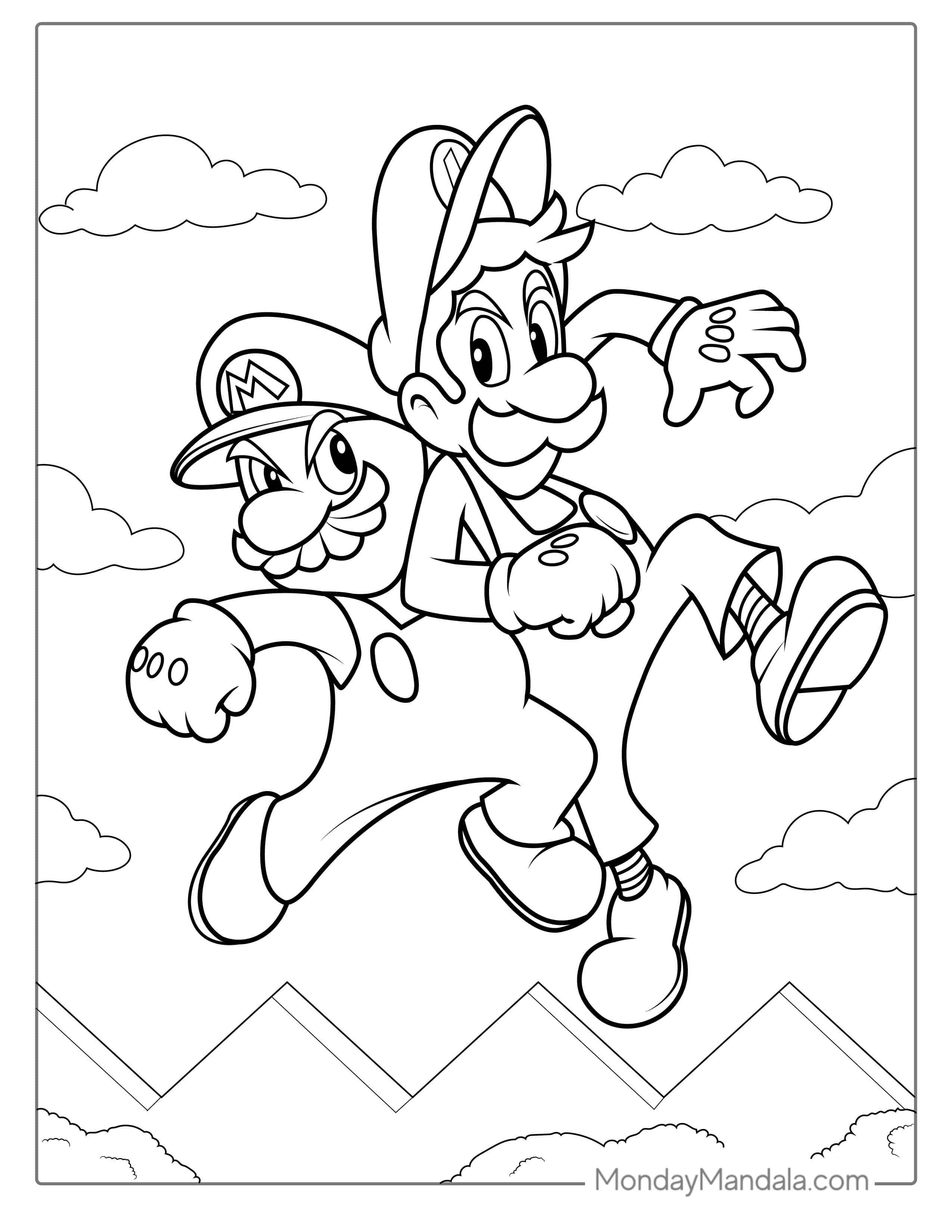 Mario And Luigi Coloring Sheet coloring page