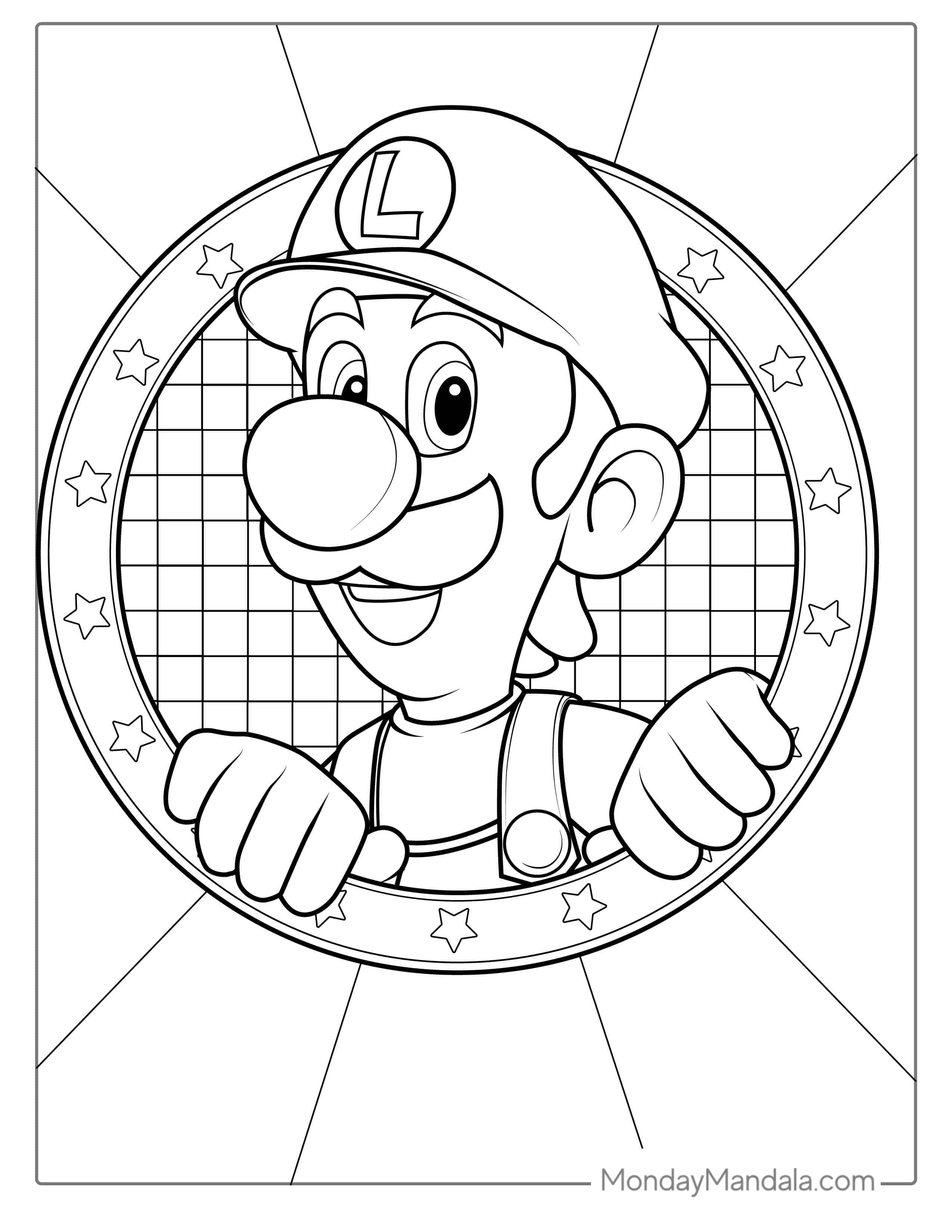 Smiling Luigi Face To Color coloring page