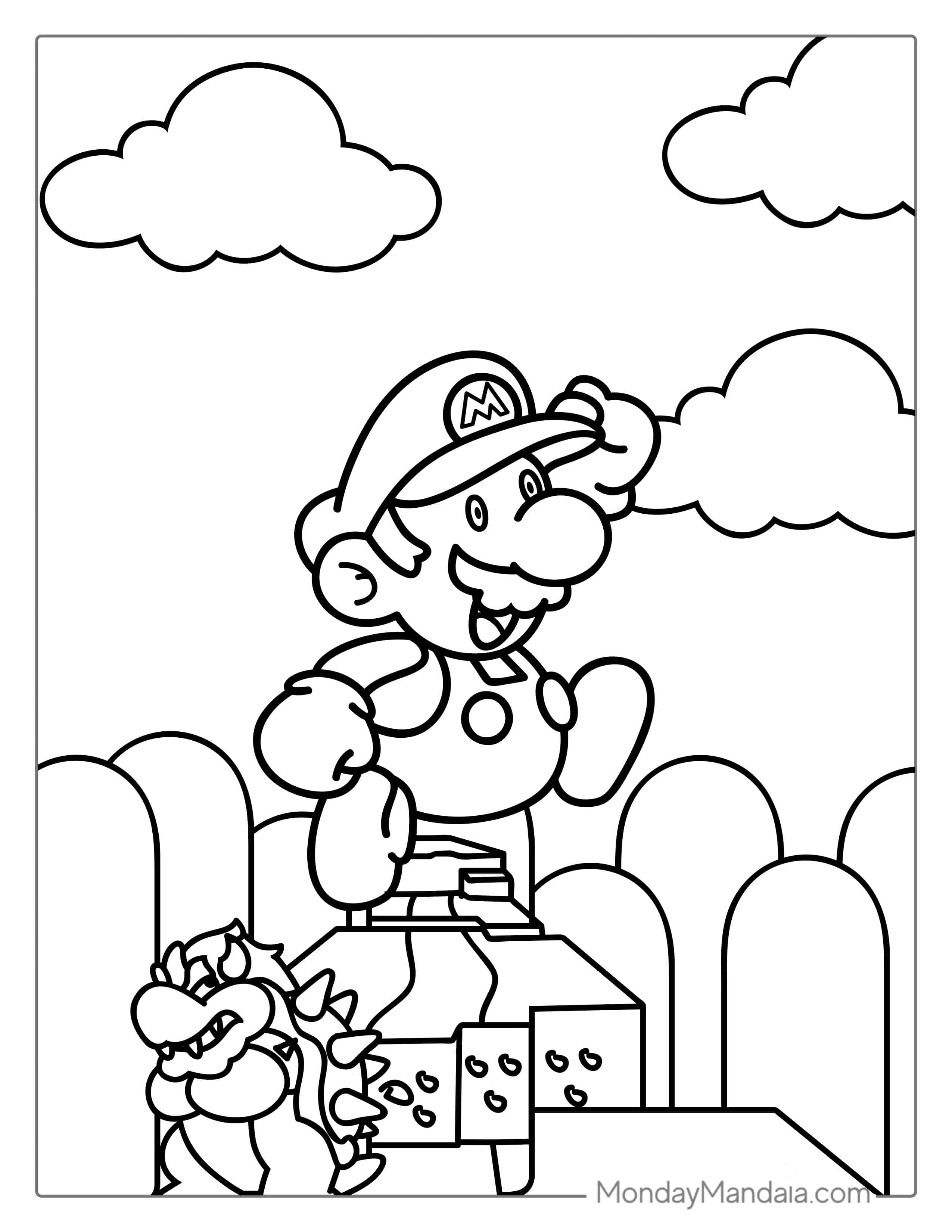 Baby Mario And Bowser Coloring For Kids coloring page — printable line art