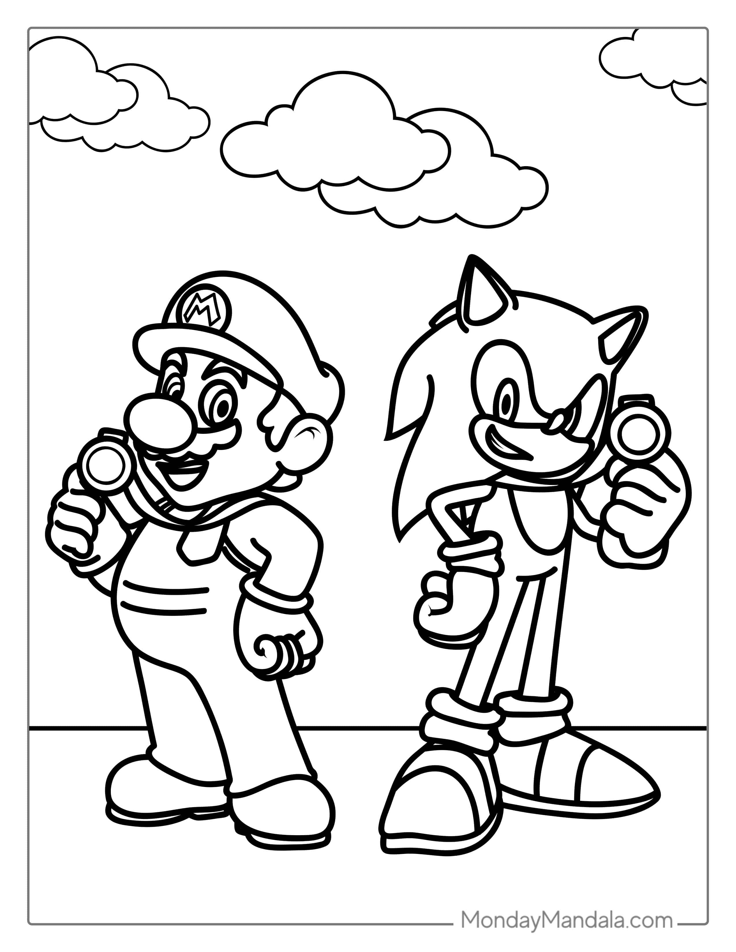 Coloring PAge Of Sonic And Mario_ coloring page