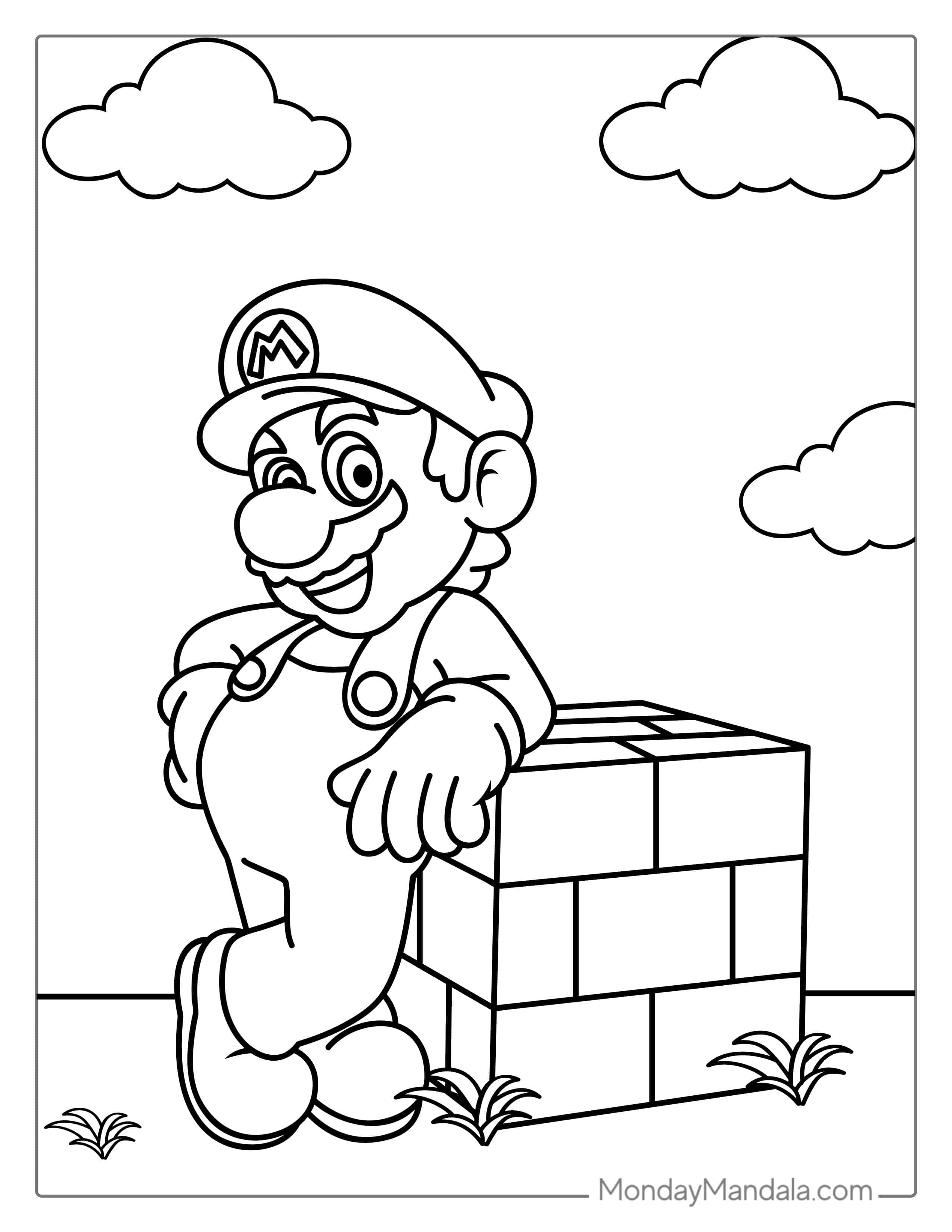 Easy Mario Coloring Sheet coloring page — printable line art