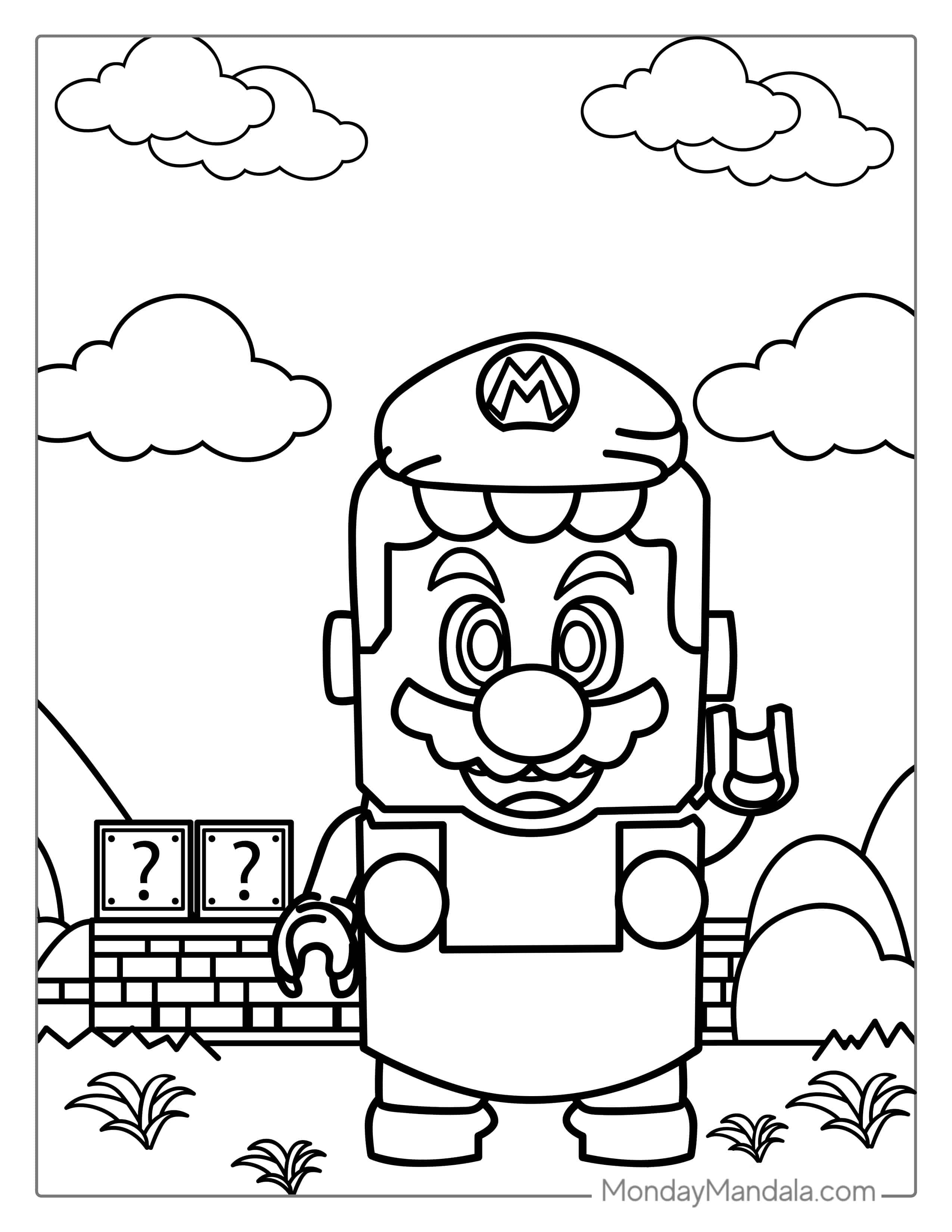 Lego Mario Coloring Sheet For Kids coloring page