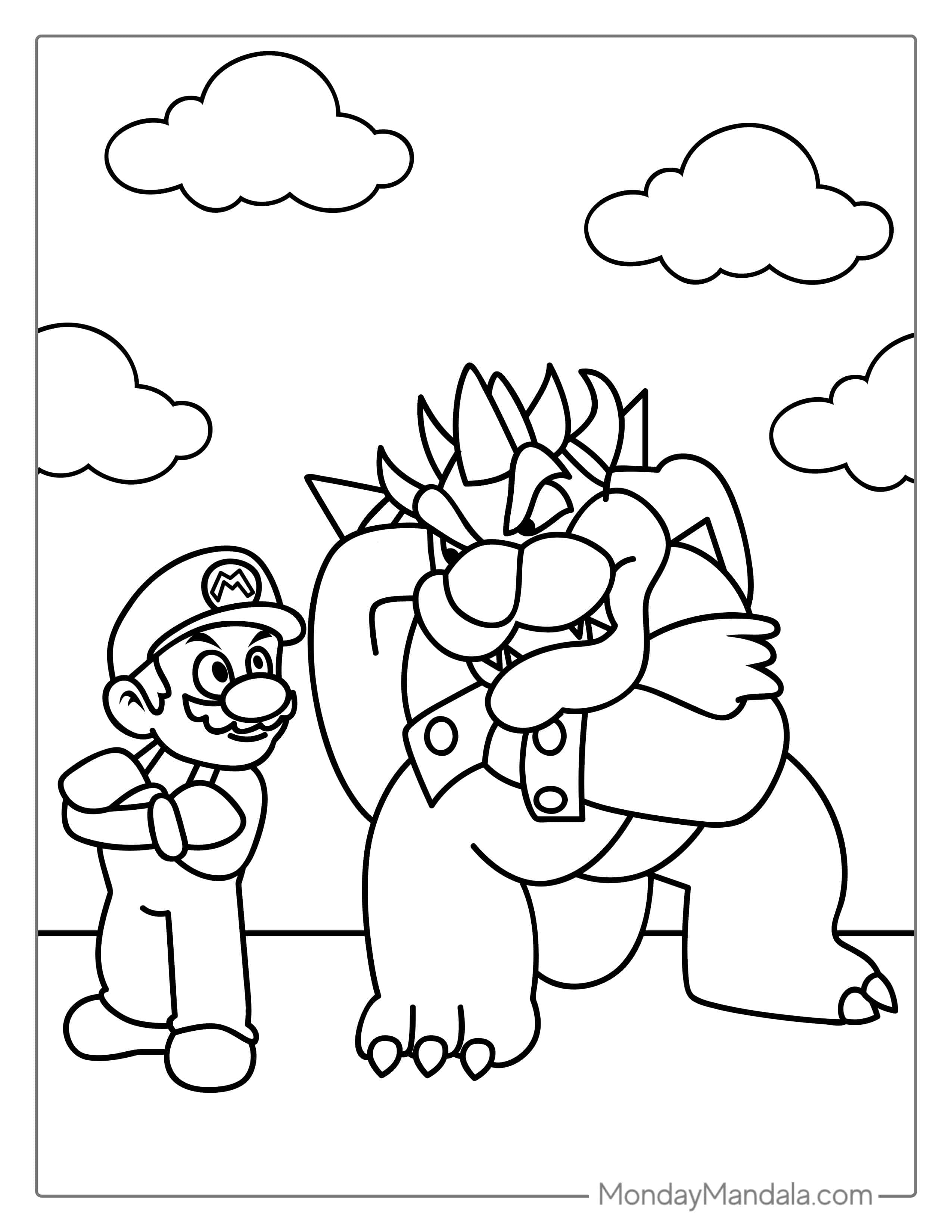 Mario And Bowser Coloring For Kids coloring page