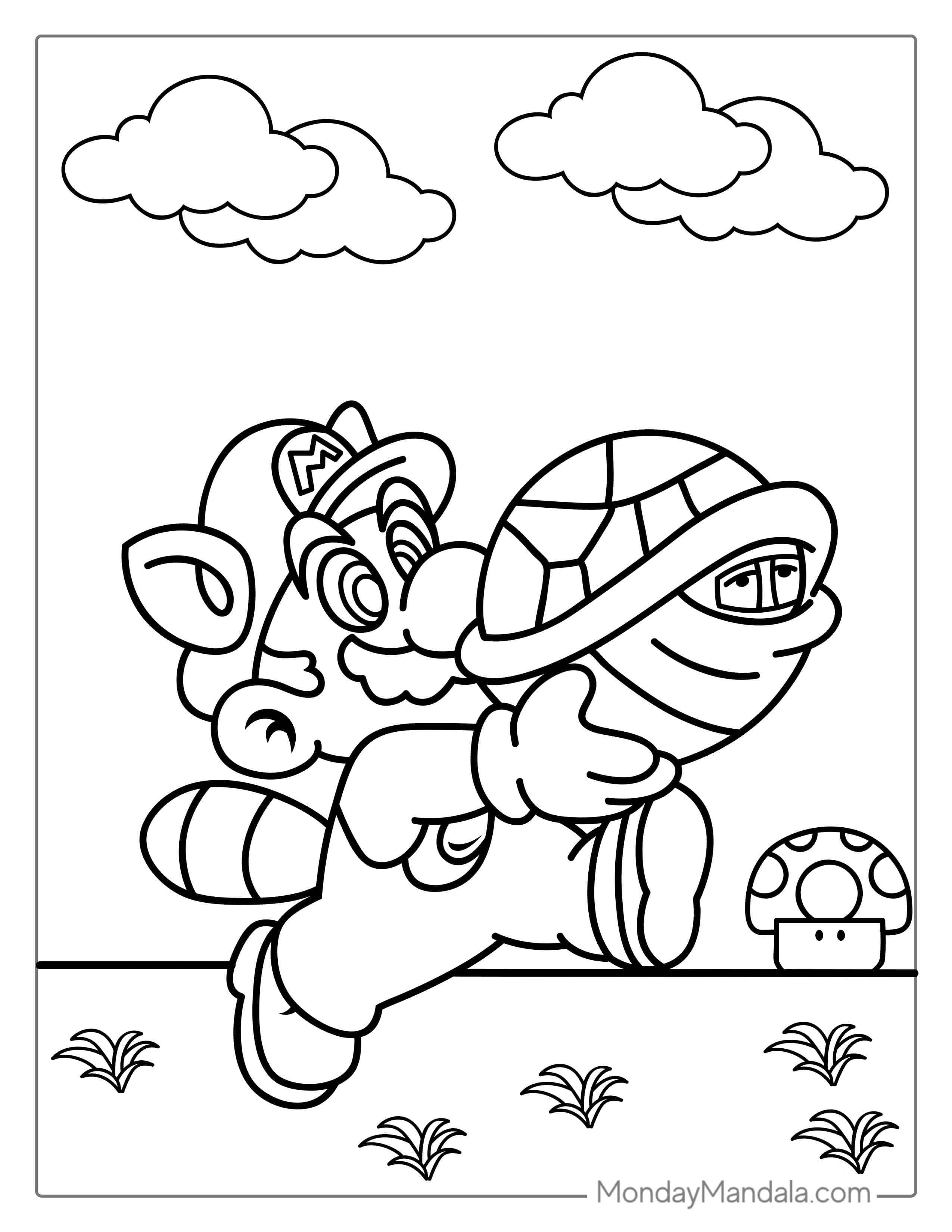 Mario And Koopa Troopa Coloring Page coloring page