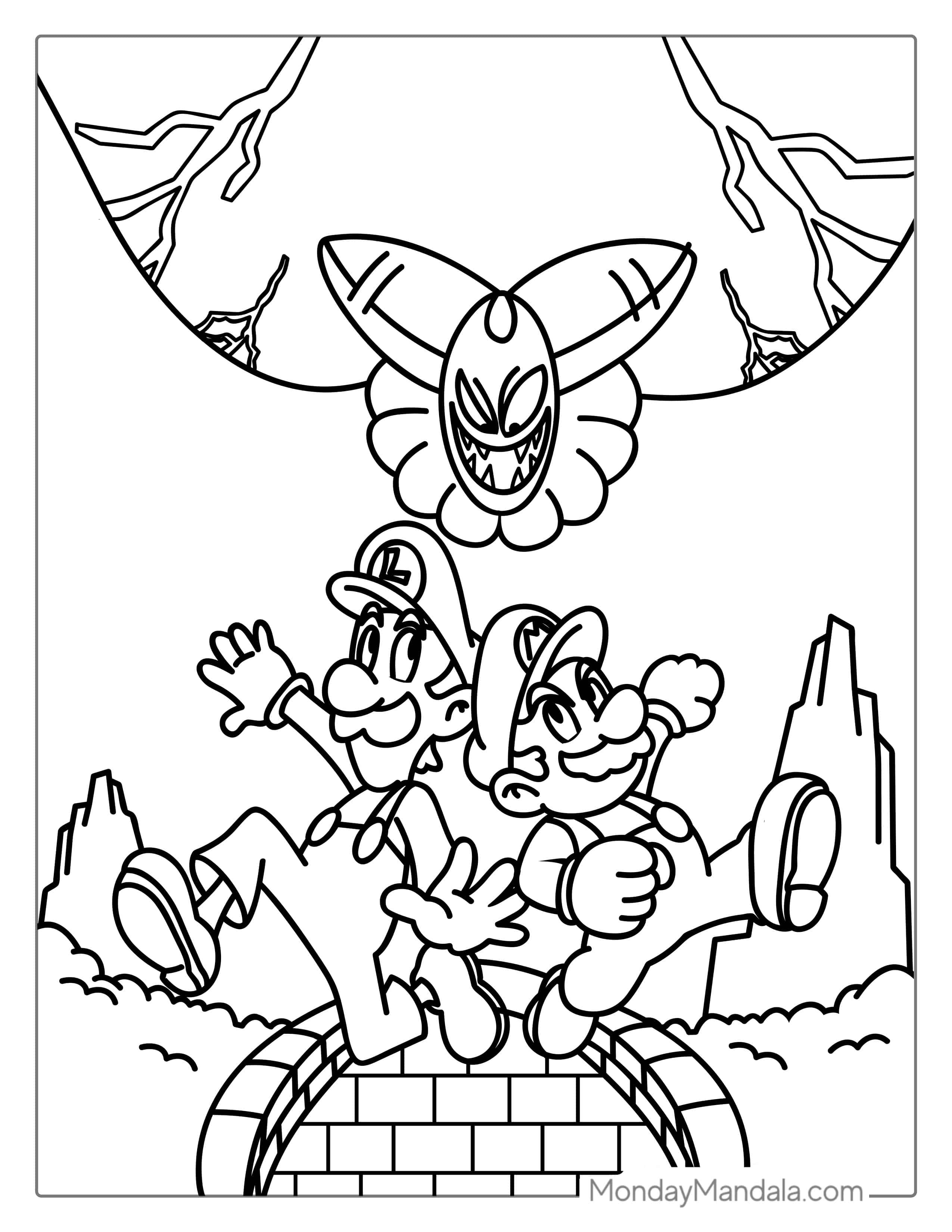 Mario And Luigi Coloring Page coloring page — printable line art