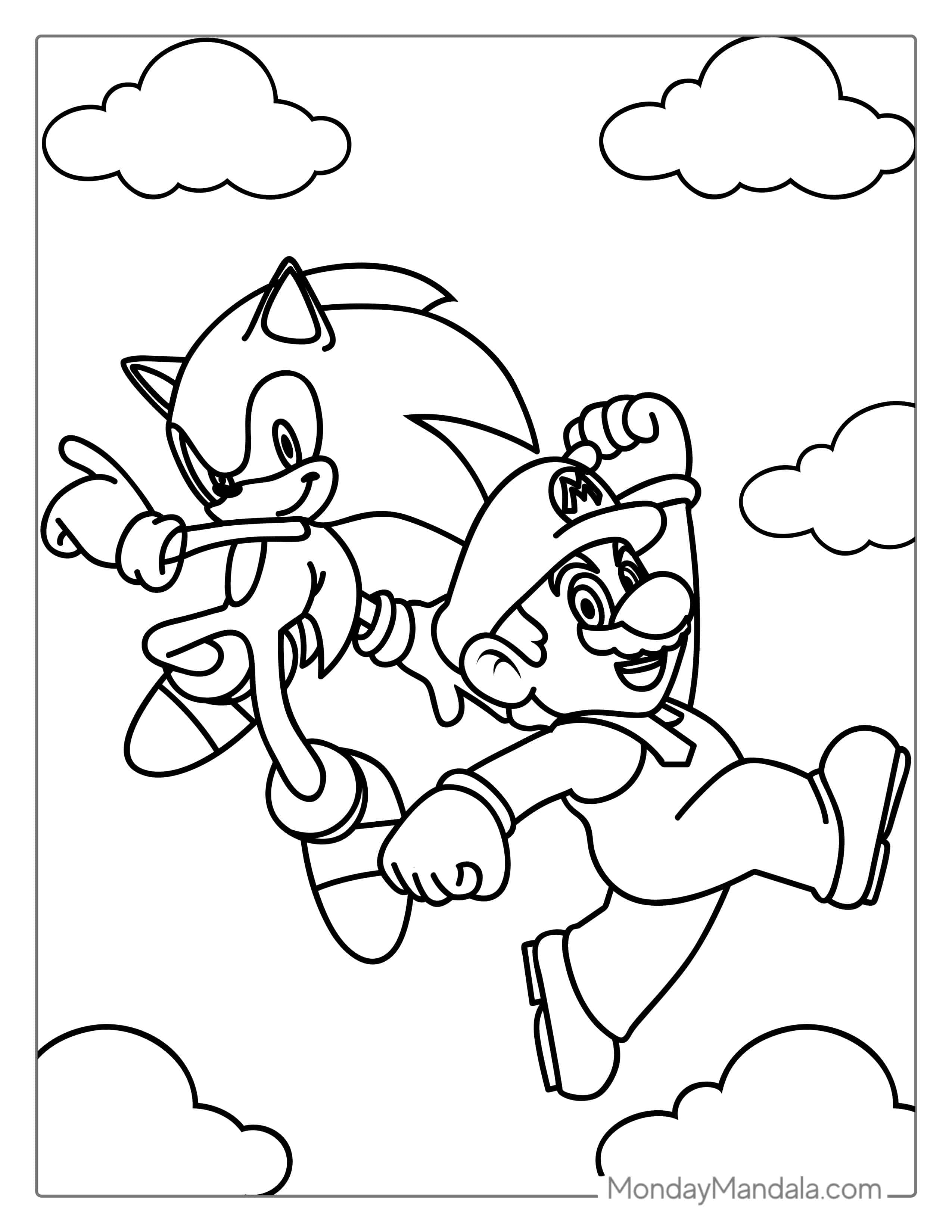 Mario And Sonic Coloring coloring page — printable line art