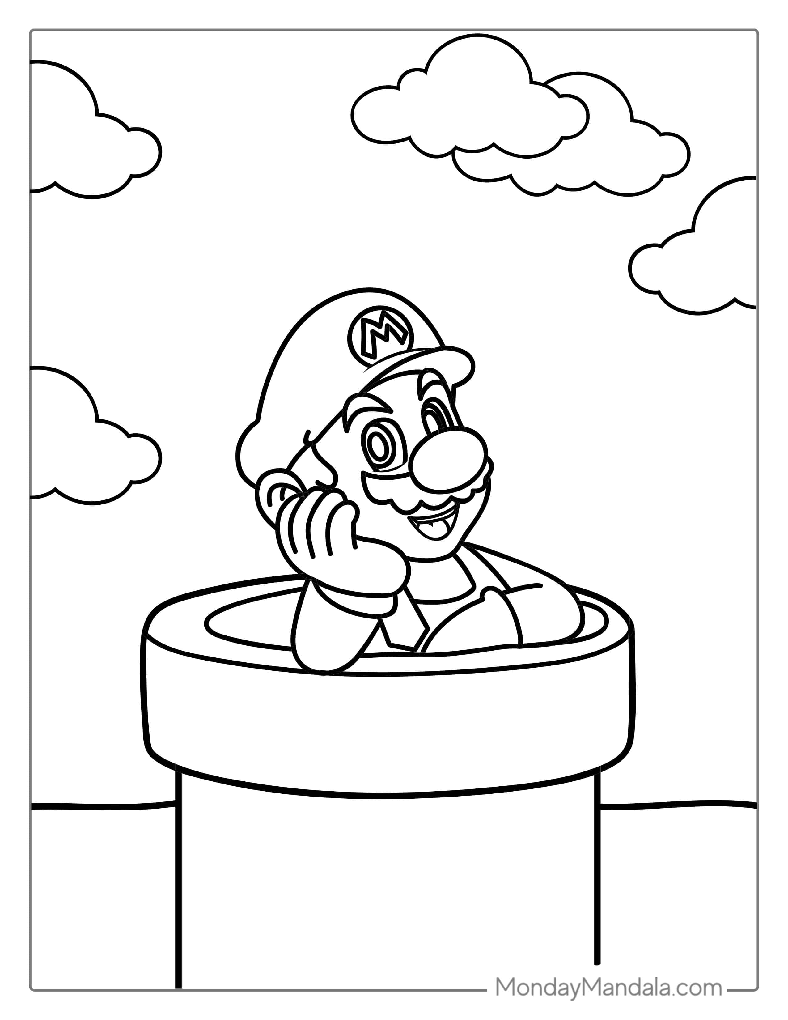 Mario In Tunnel To Color coloring page — printable line art