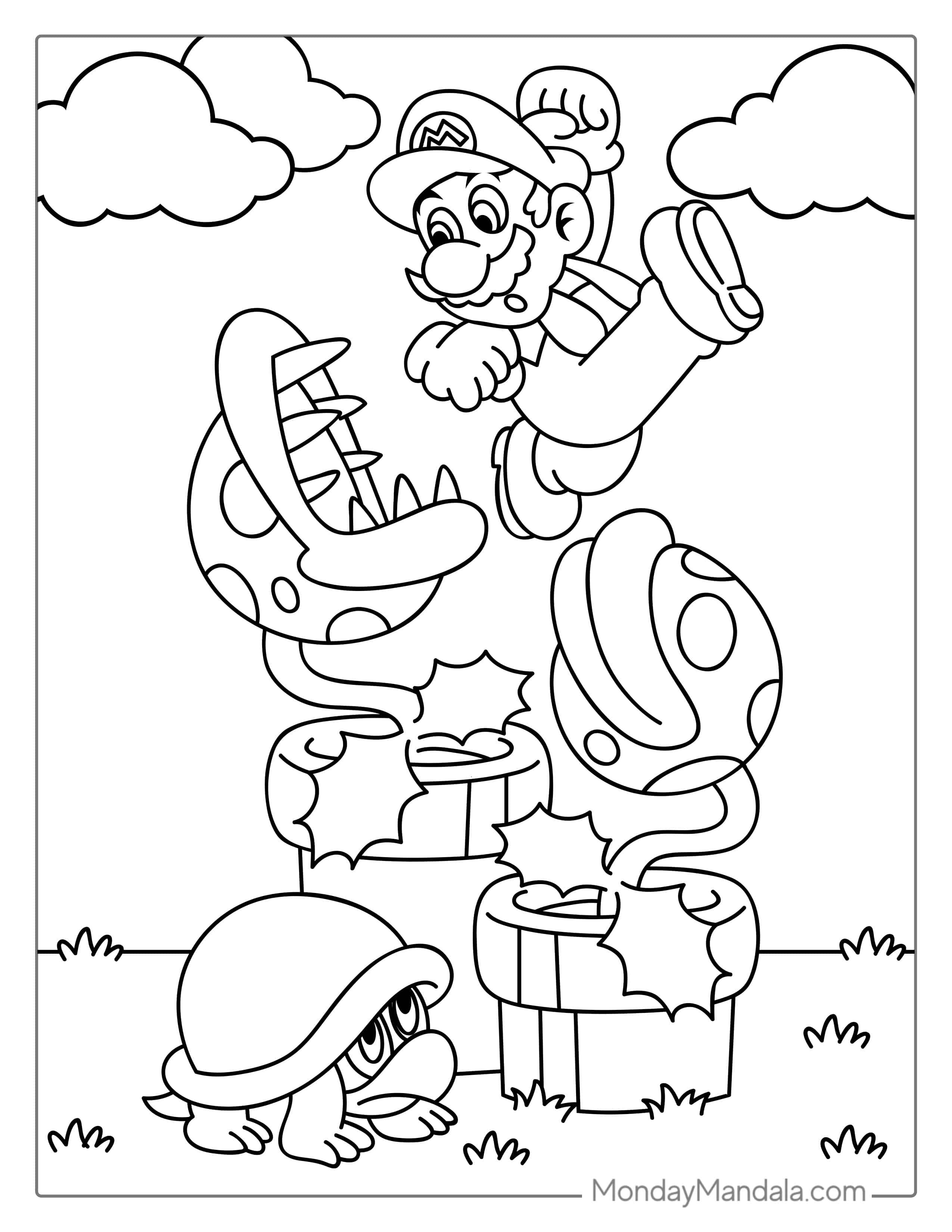 Mario Jumping Out Of Tunnel coloring page
