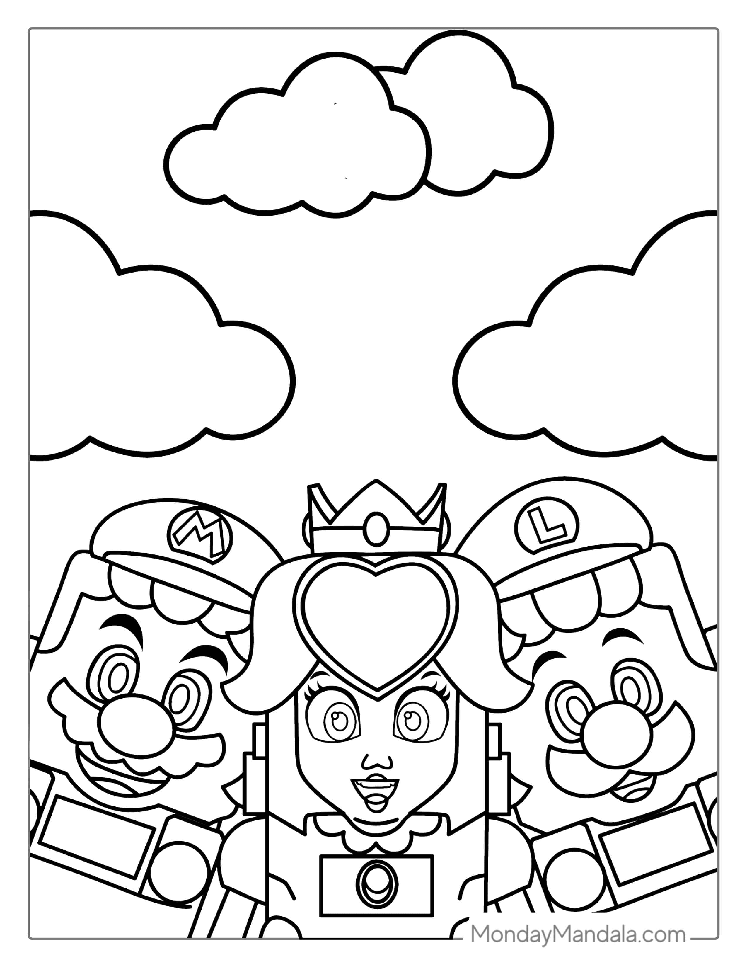 Mario Lego Coloring With Daisy And Luigi coloring page