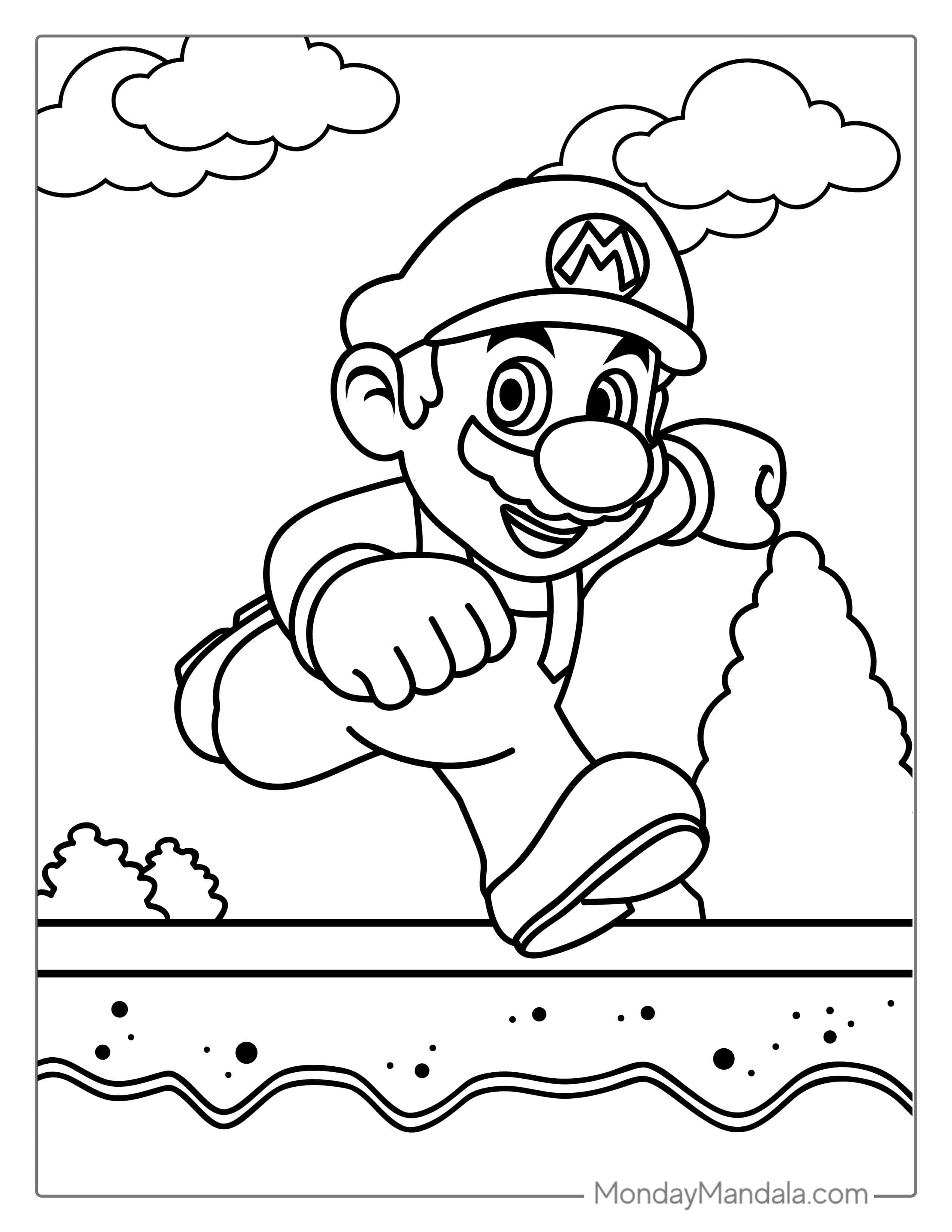 Running Super Mario coloring page