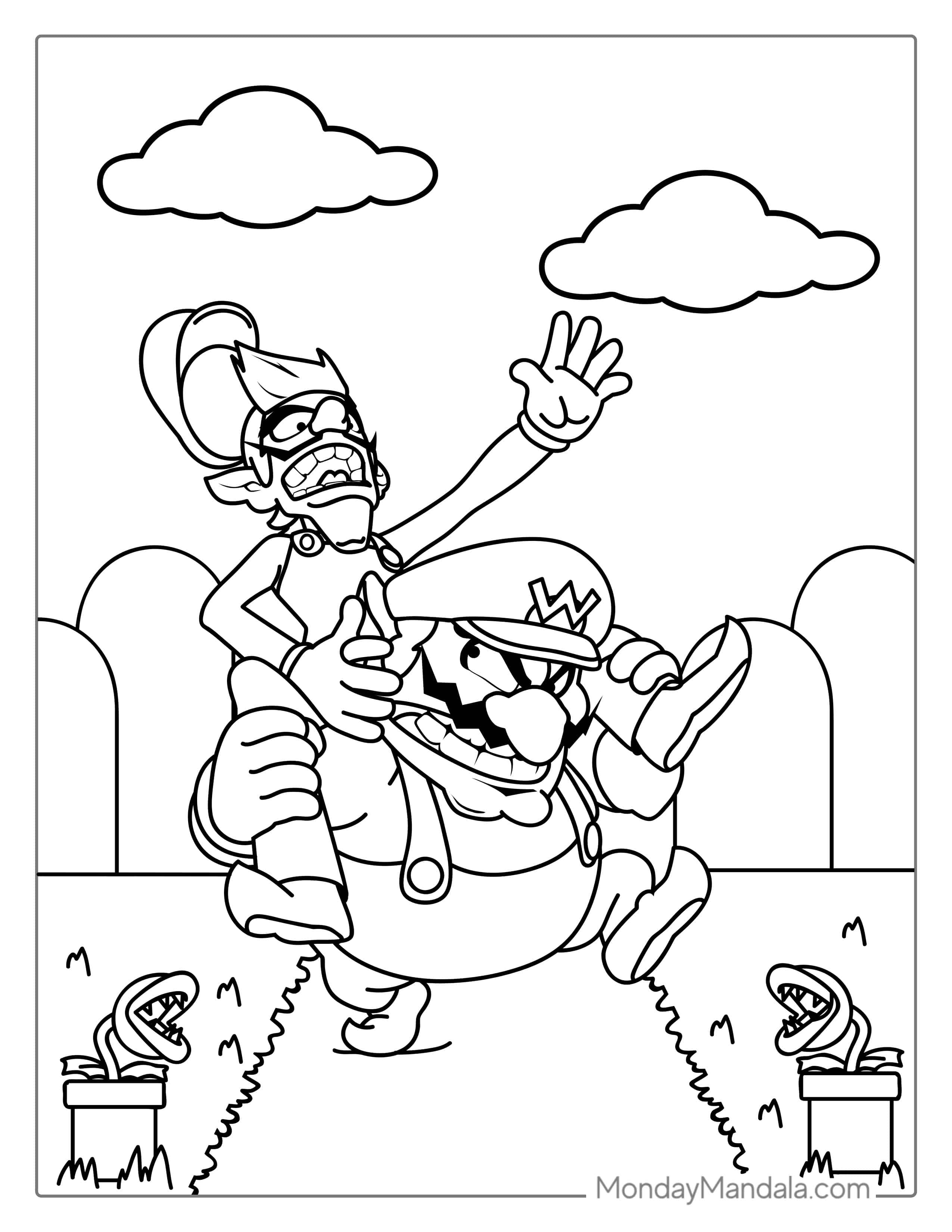 Waluigi And Wario Coloring Page coloring page
