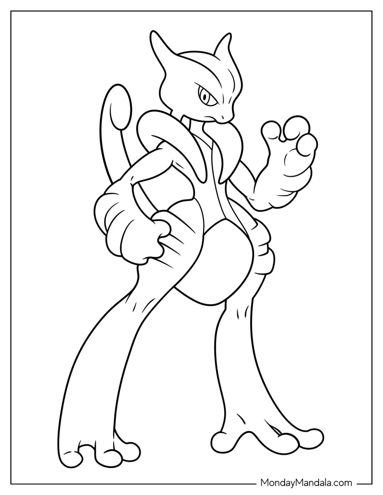 Mega Pokemon Coloring Page Of Easy Mega Mewtwo X For Kids coloring page