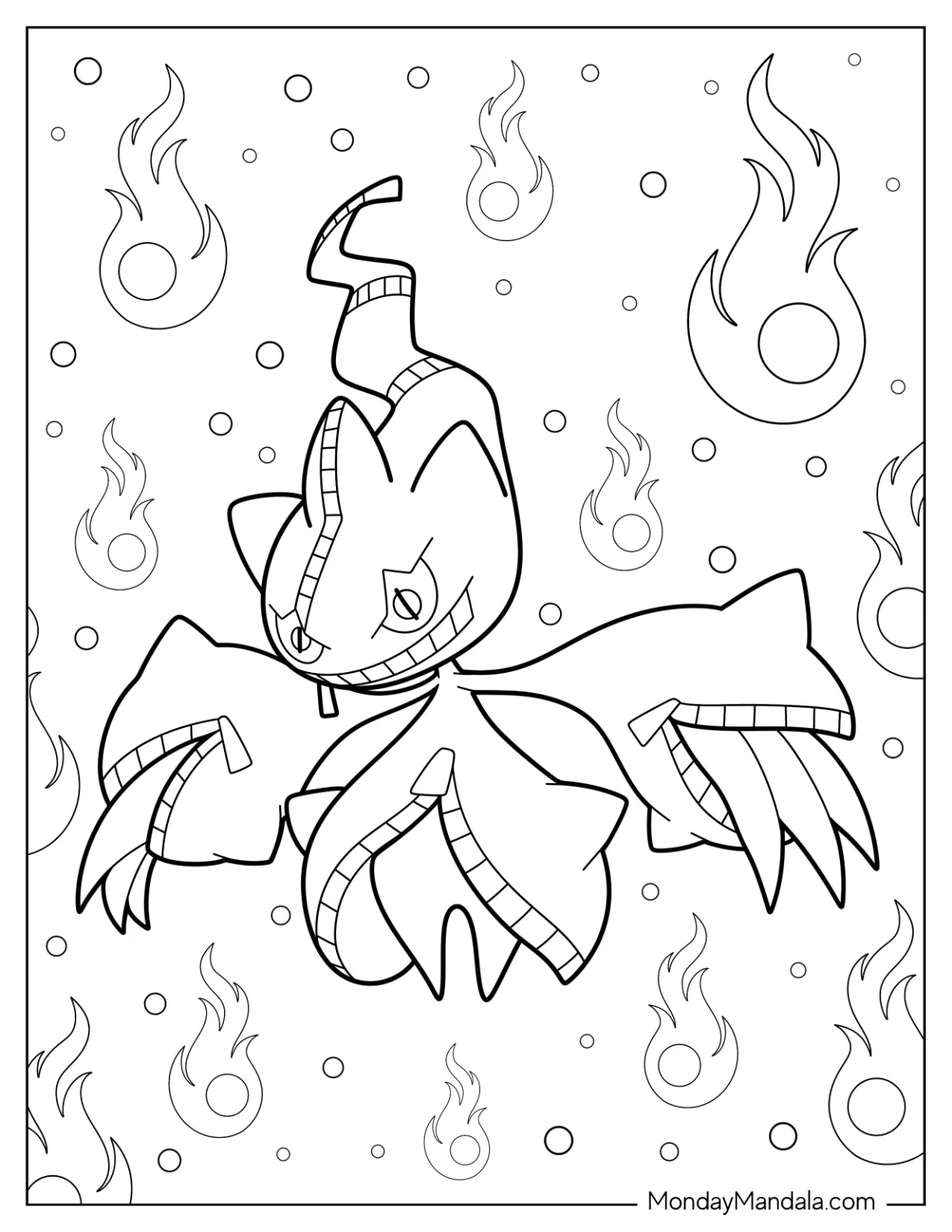 Mega Pokemon Coloring Page Of Mega Banette With Evil Smile coloring page