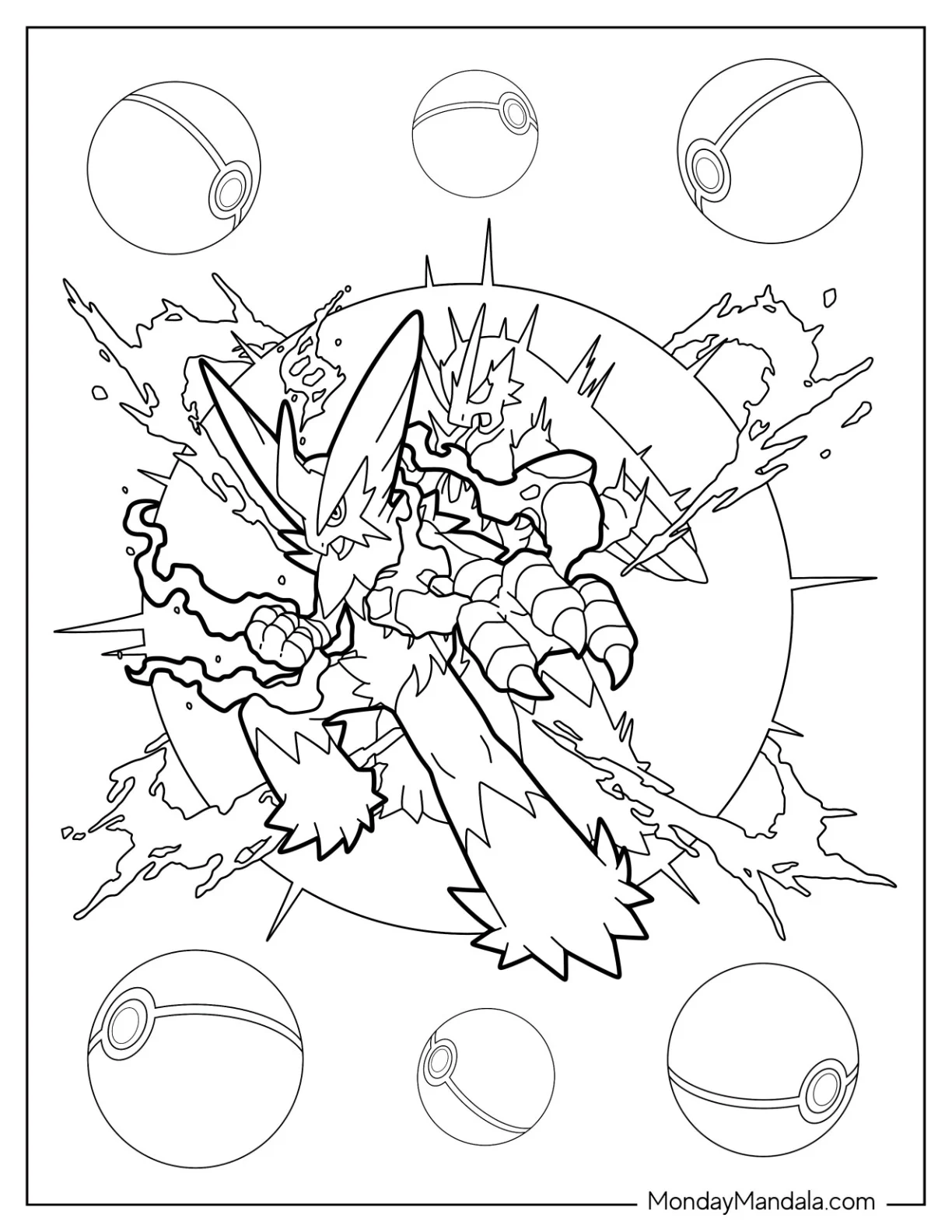 Mega Pokemon Coloring Page Of Mega Blakizen Evolution coloring page — printable line art