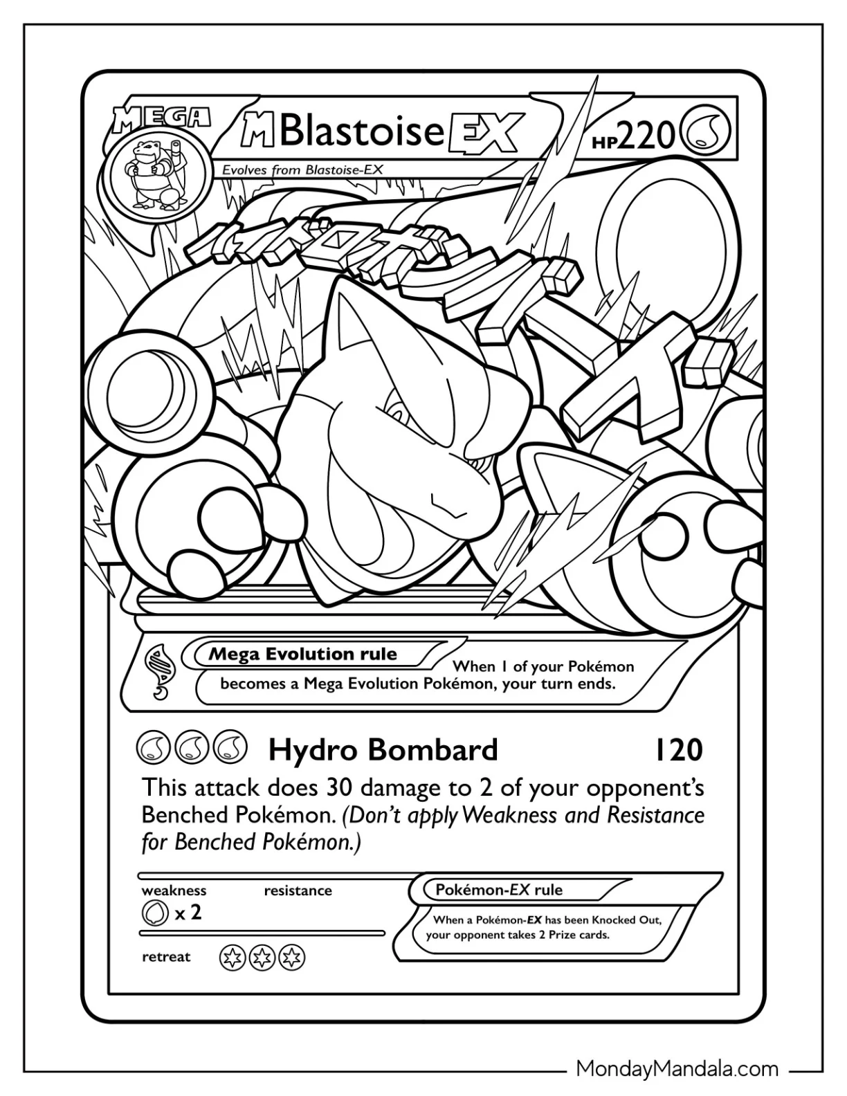 Mega Pokemon Coloring Page Of Mega Blastoise Ex Hydro Bombard Pokemon Card coloring page