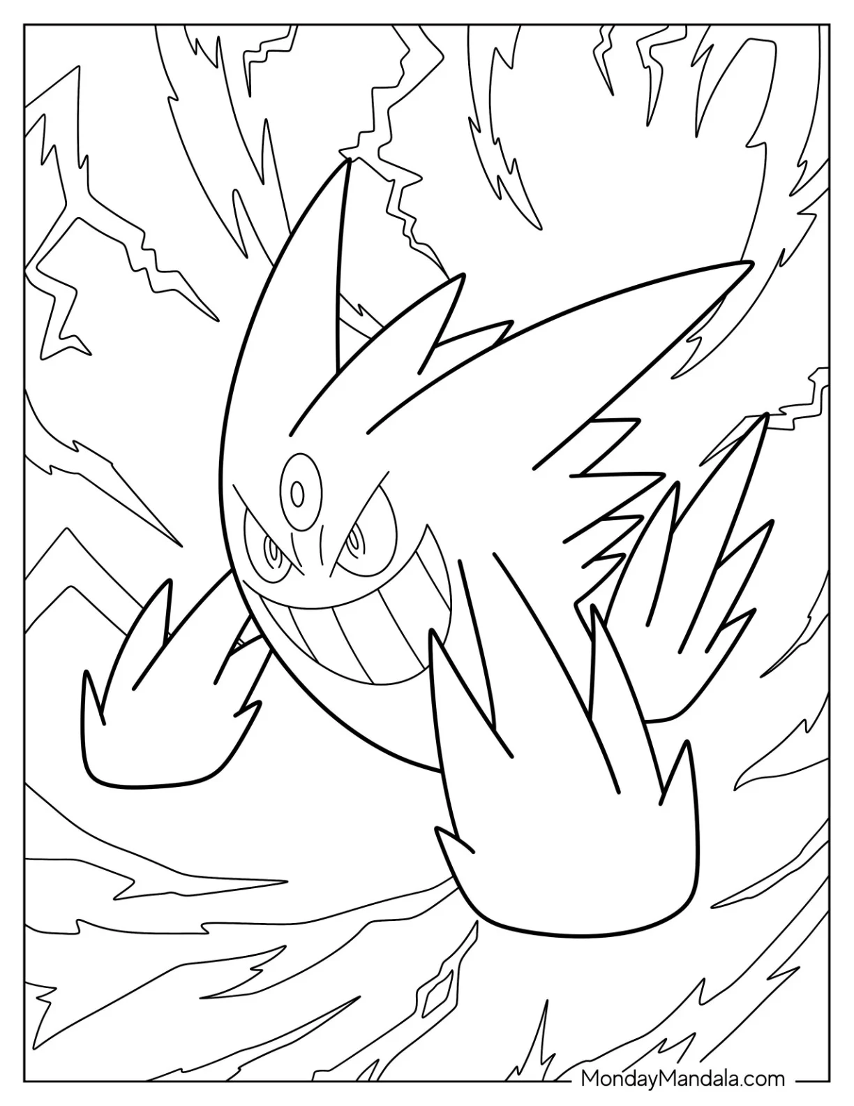 Mega Pokemon Coloring Page Of Mega Gengar Grinning For Kids coloring page
