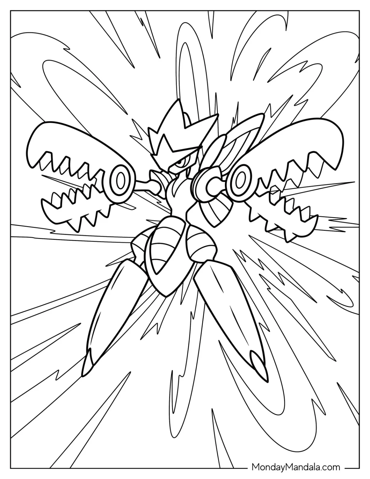 Mega Pokemon Coloring Page Of Mega Scizor Using Powers coloring page