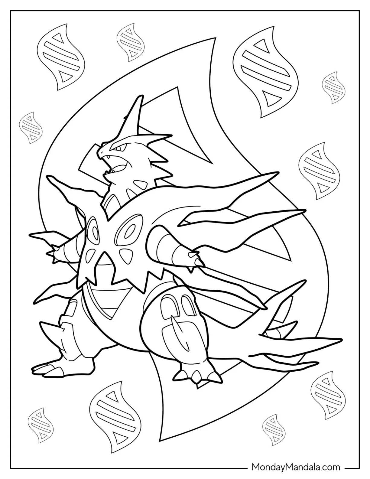 Mega Pokemon Coloring Page Of Mega Tyranitar Roaring coloring page — printable line art