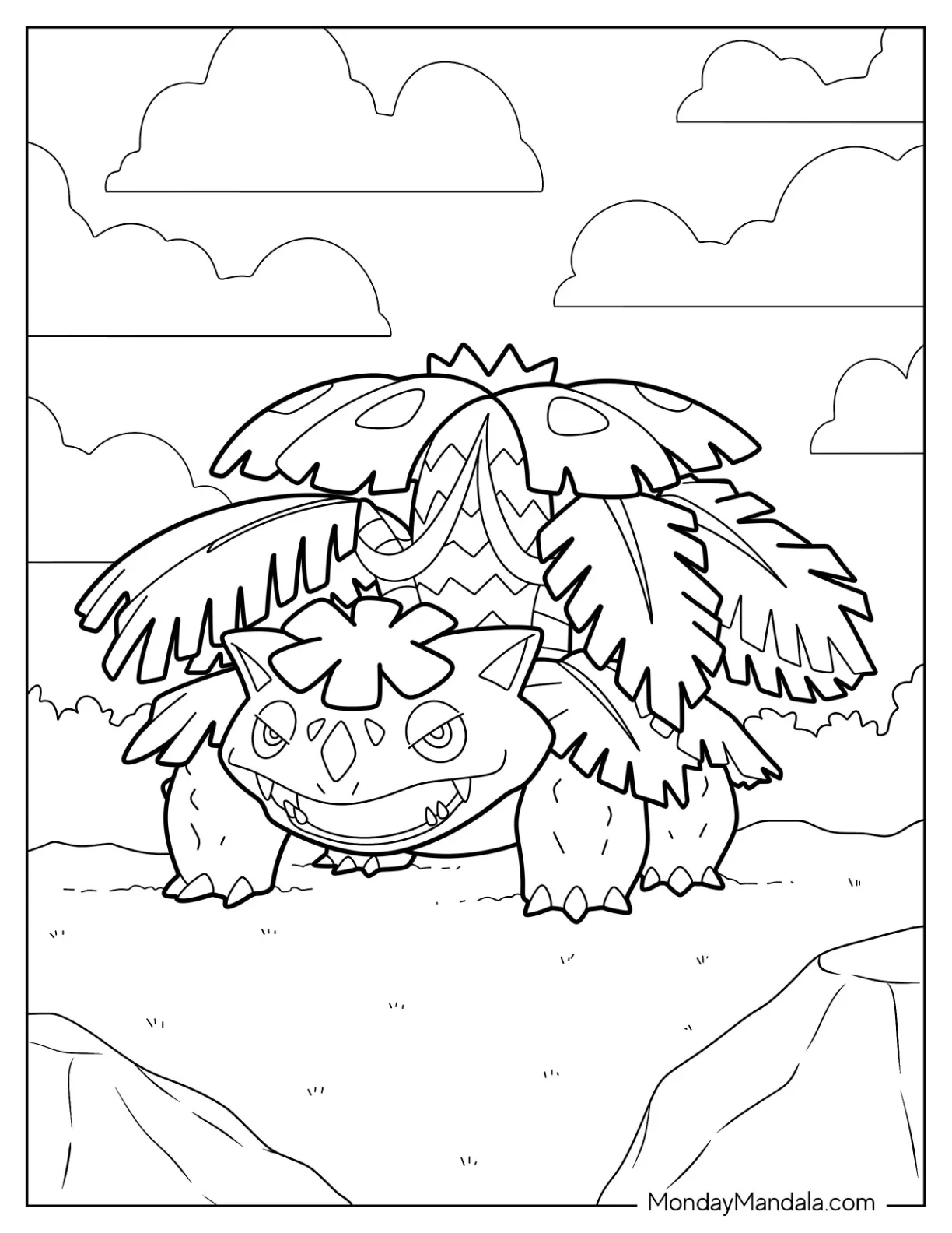 Mega Pokemon Coloring Page Of Mega Venusaur In The Forest coloring page