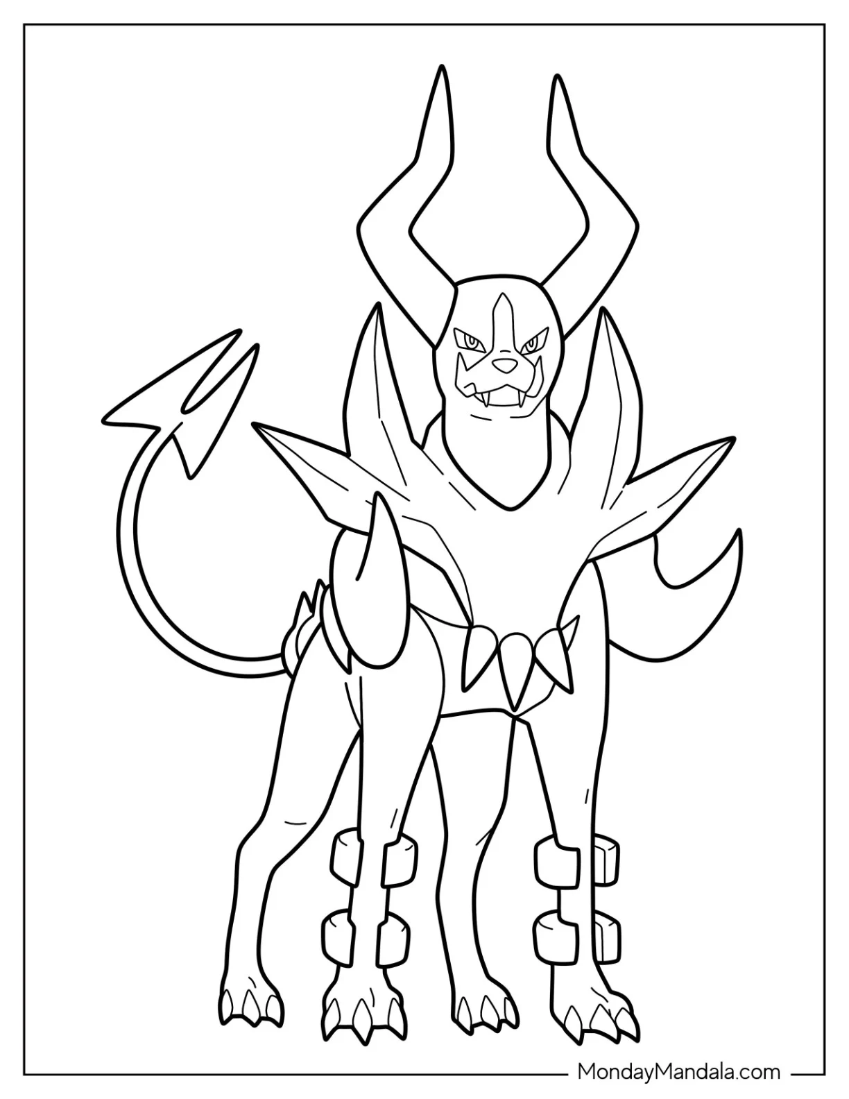 Mega Pokemon Coloring Page Of Simpe Mega Houndoom For Kids coloring page