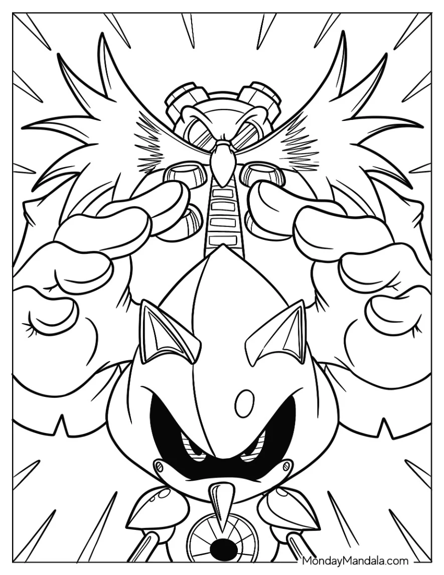 Doctor Eggman Controlling Metal Sonic Coloring Page coloring page