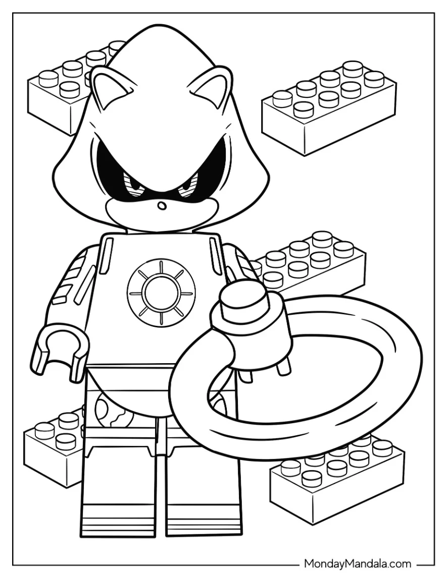 Lego Metal Sonic Coloring Page Holding Ring For Kids coloring page