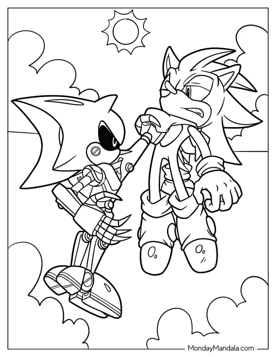 Metal Sonic Coloring Page Choking Sonic coloring page