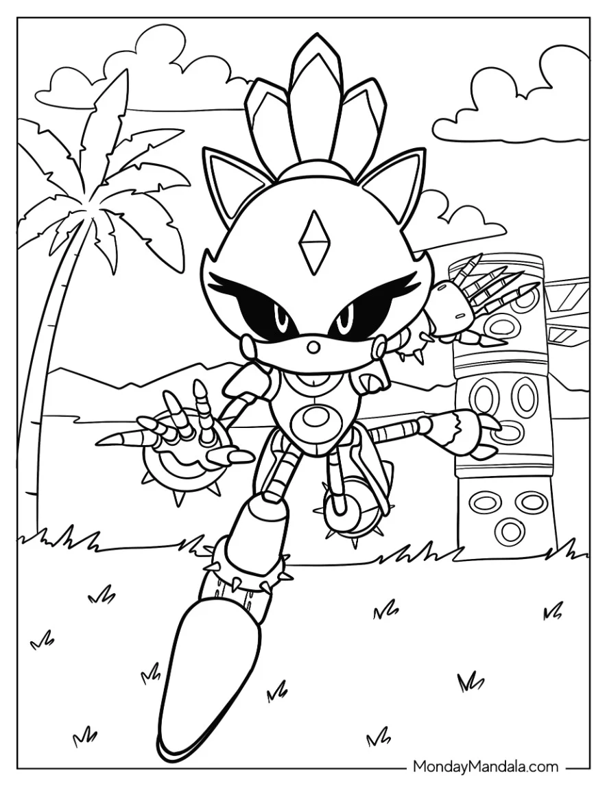 Metal Sonic Coloring Page Of Metal Blaze In Angel Island coloring page — printable line art