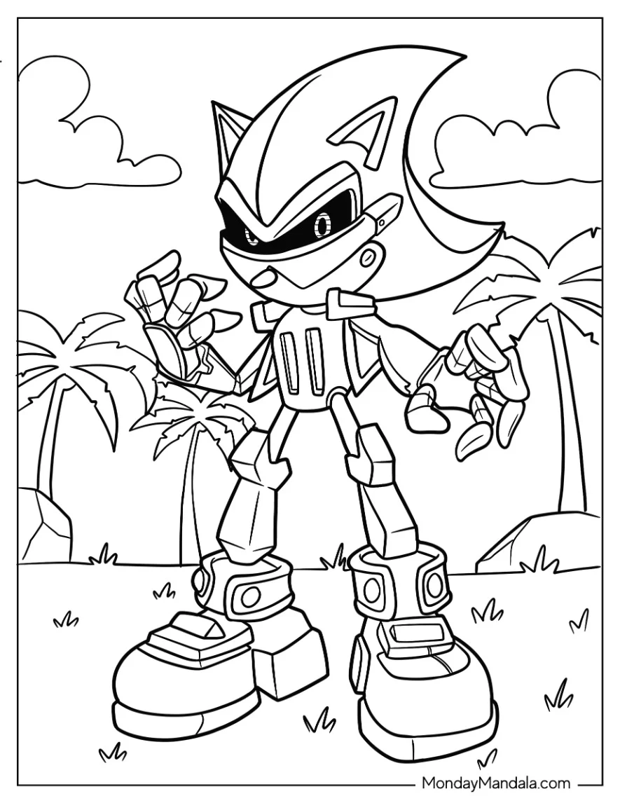Metal Sonic Coloring Page Of Metal Scourge In Angel Island coloring page — printable line art