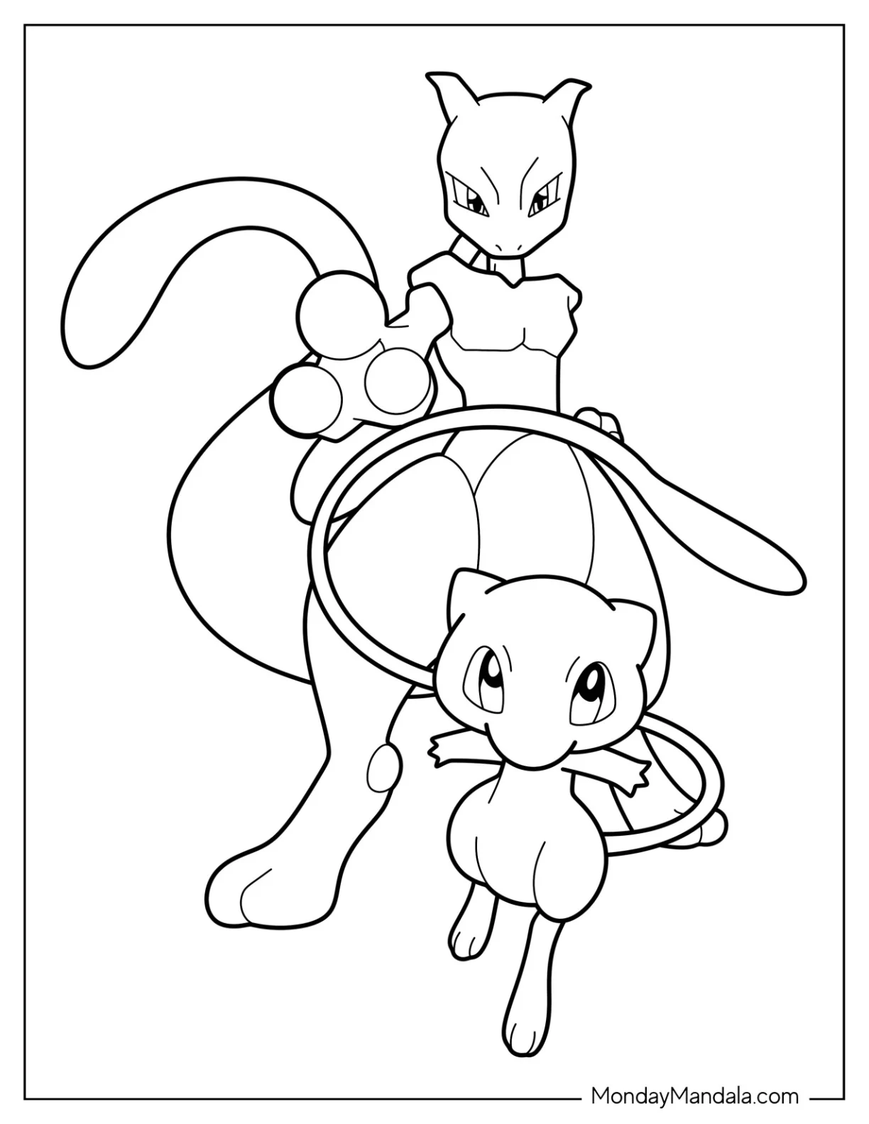 Mew Coloring Page With Mewtwo coloring page
