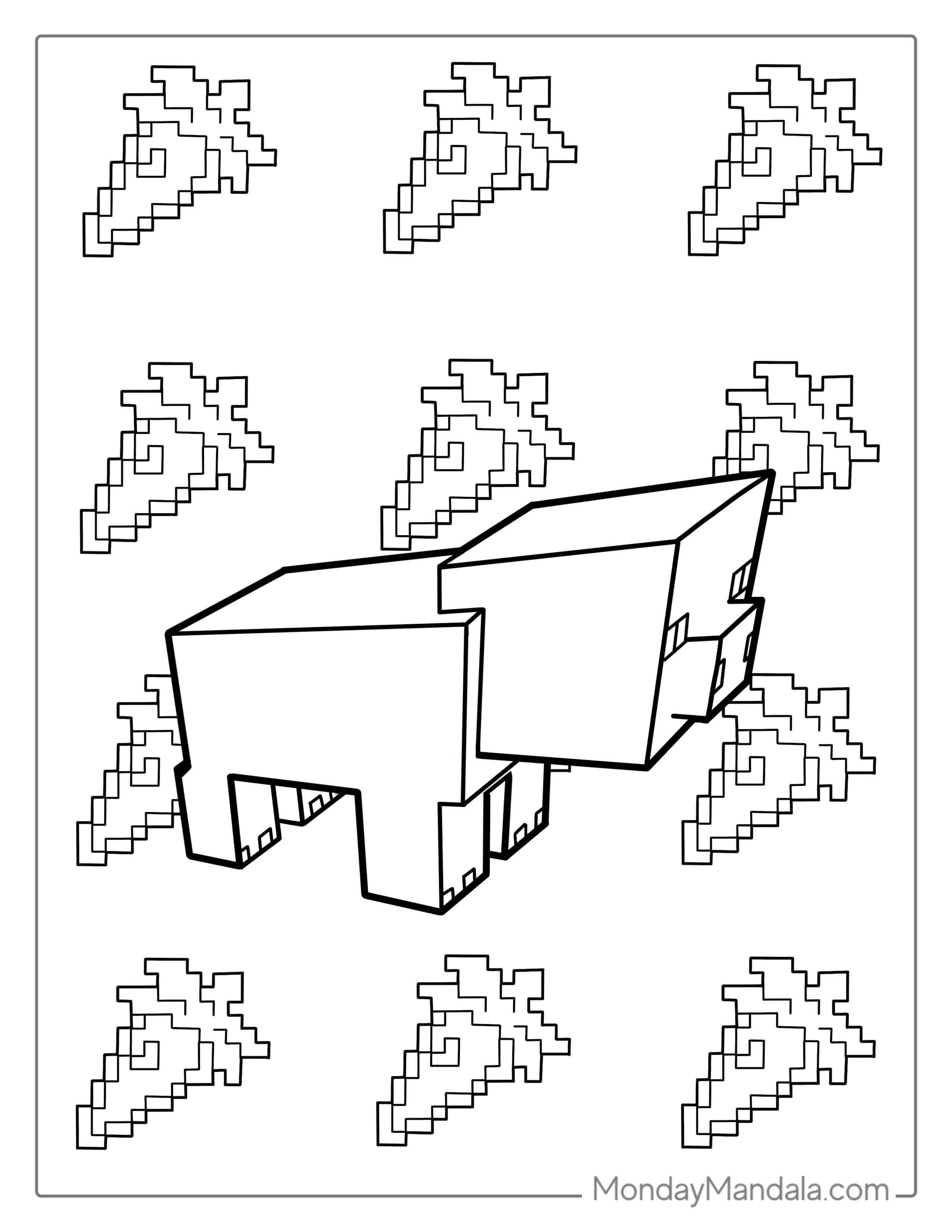 Adorable Minecraft Pig Coloring Page(1) coloring page — printable line art