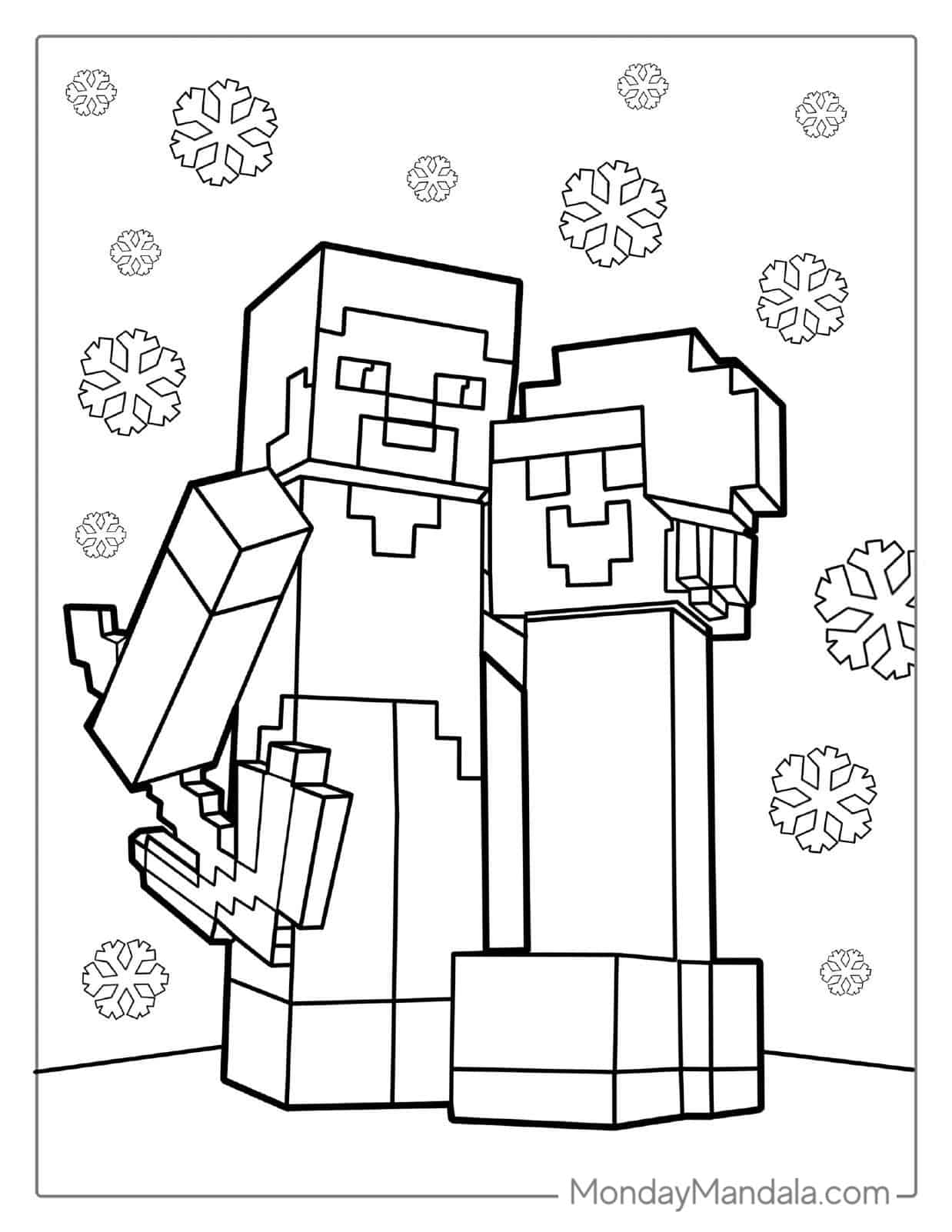 Christmas Themed Minecraft Coloring Page coloring page