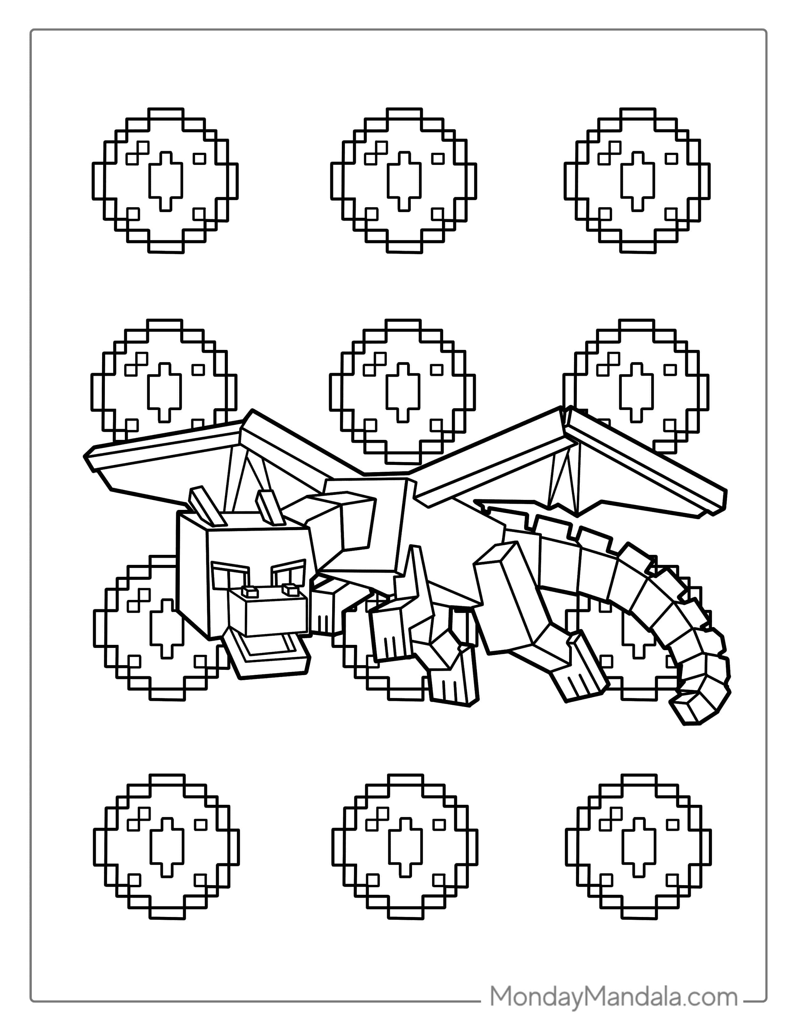 Coloring Page Of Minecraft Black Dragon coloring page — printable line art