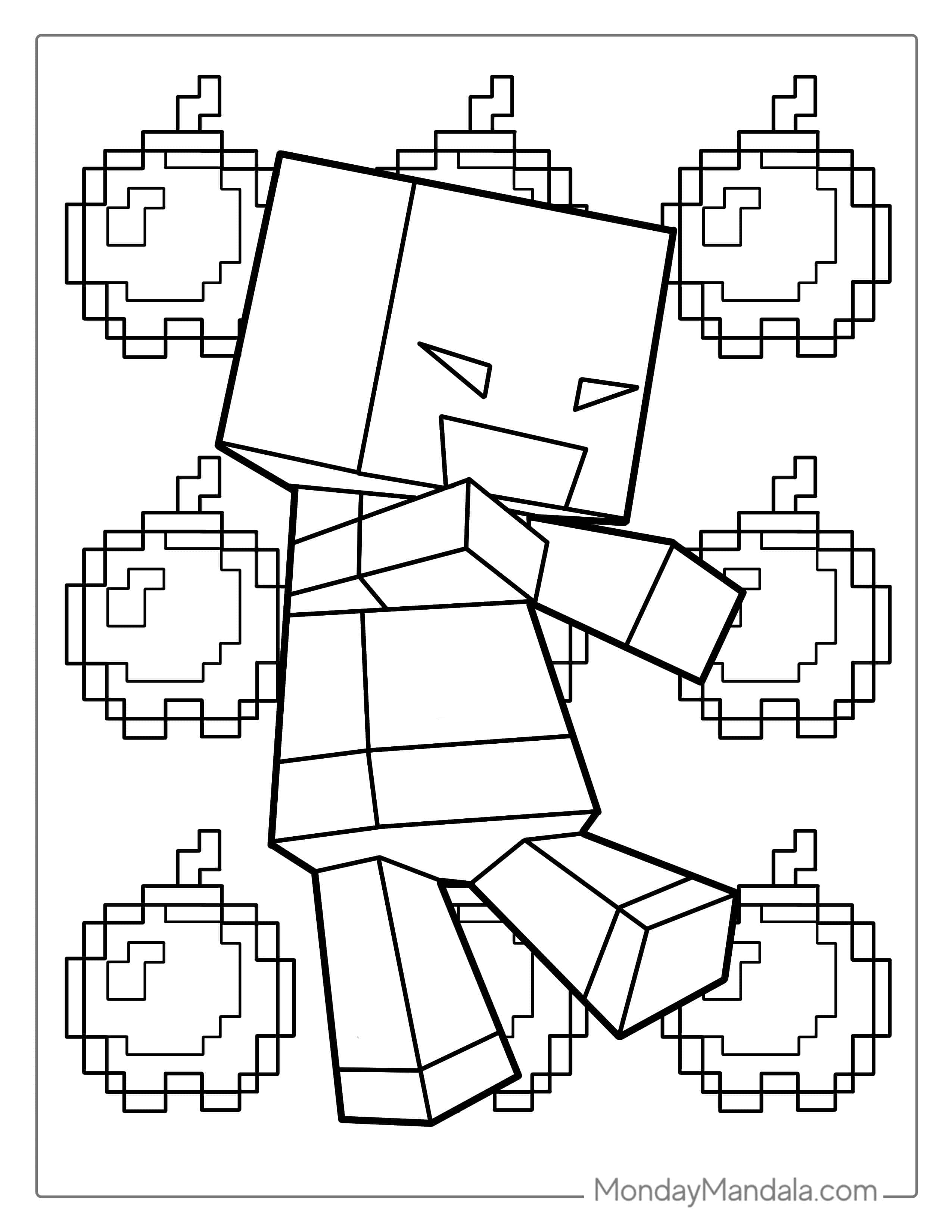 Cute Minecraft Creeper Coloring Page coloring page — printable line art
