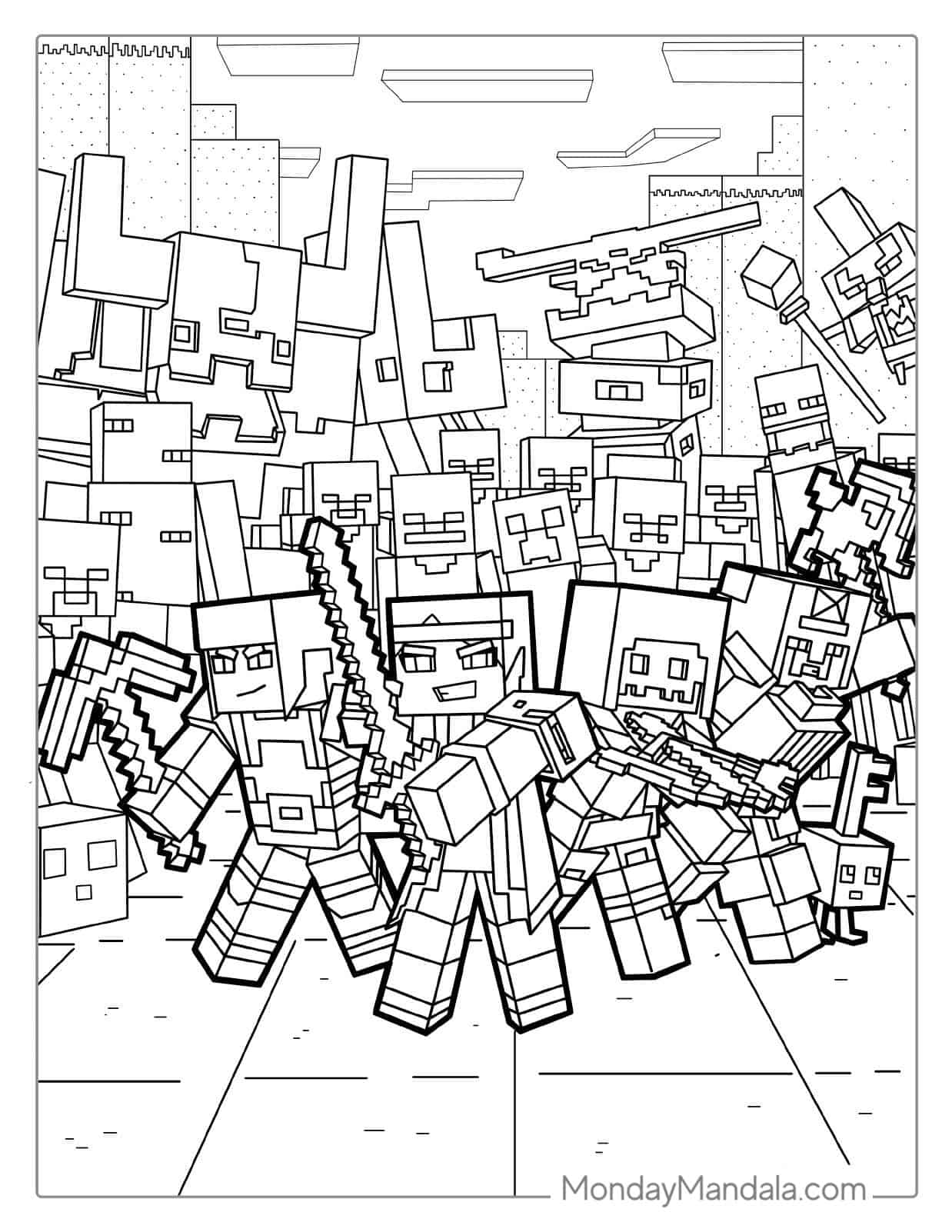 Detailed Minecraft Dungeons Coloring Page(1) coloring page