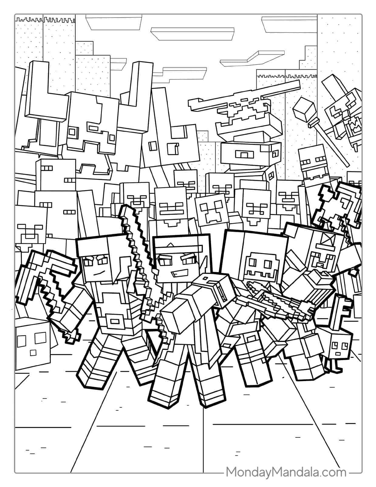 Detailed Minecraft Dungeons Coloring Page coloring page