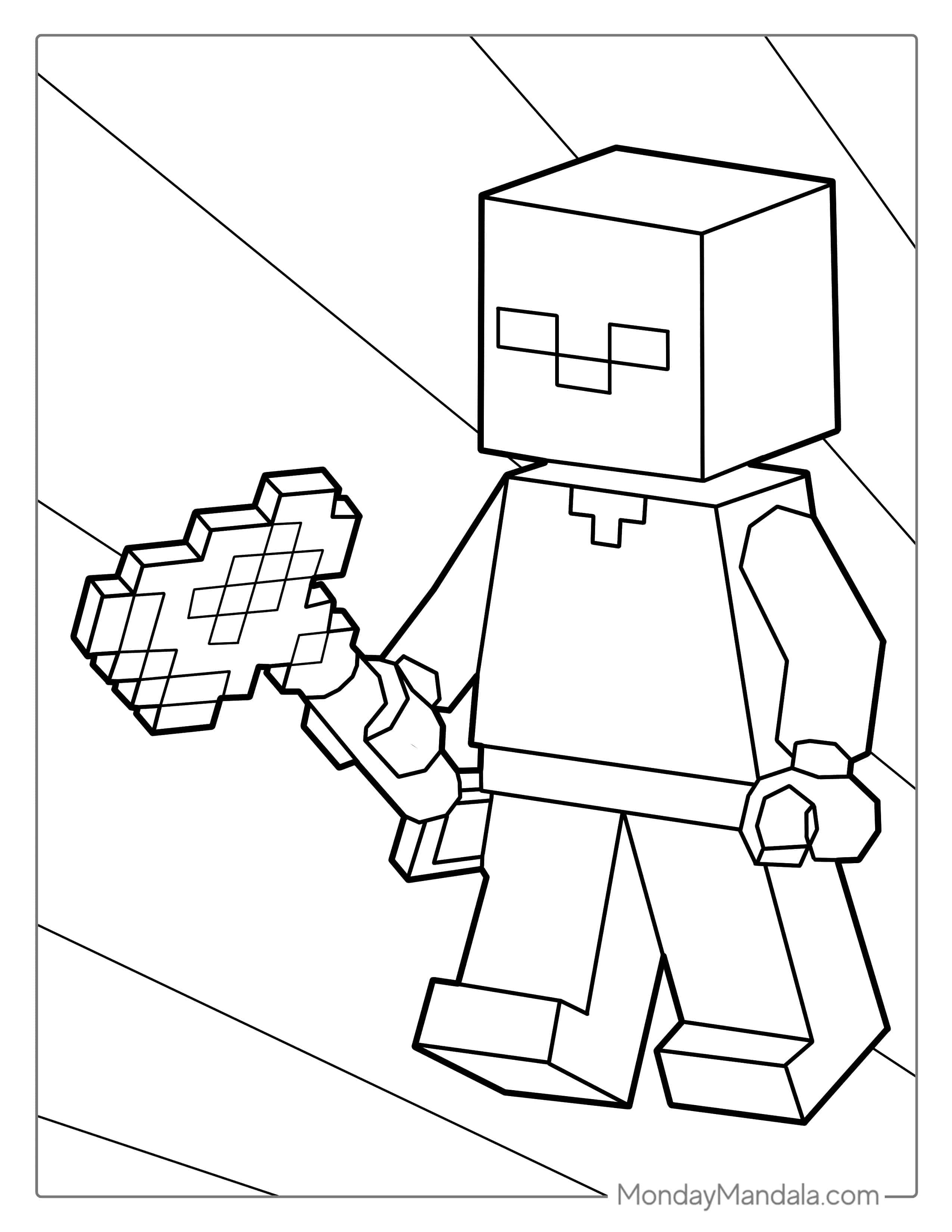 Easy Outline Of Lego Minecraft Steve Coloring coloring page — printable line art