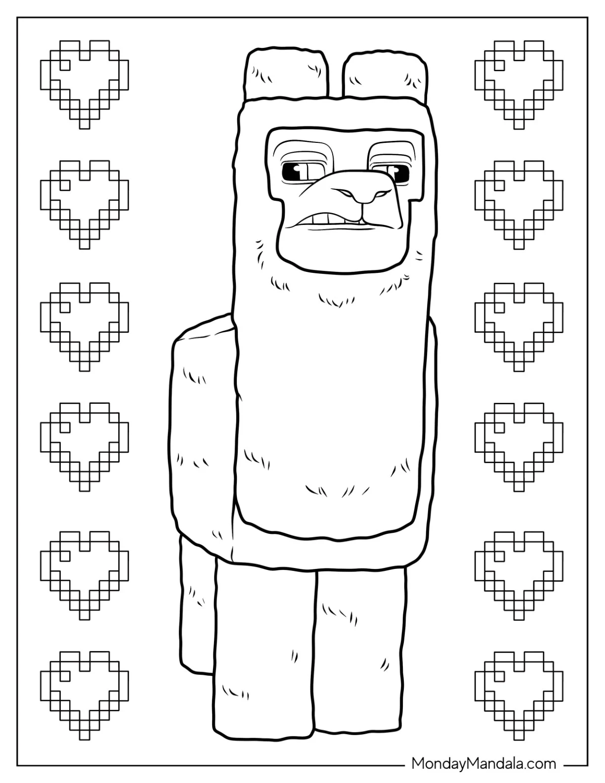 Grumpy Minecraft Coloring Page Of Movie Llama coloring page