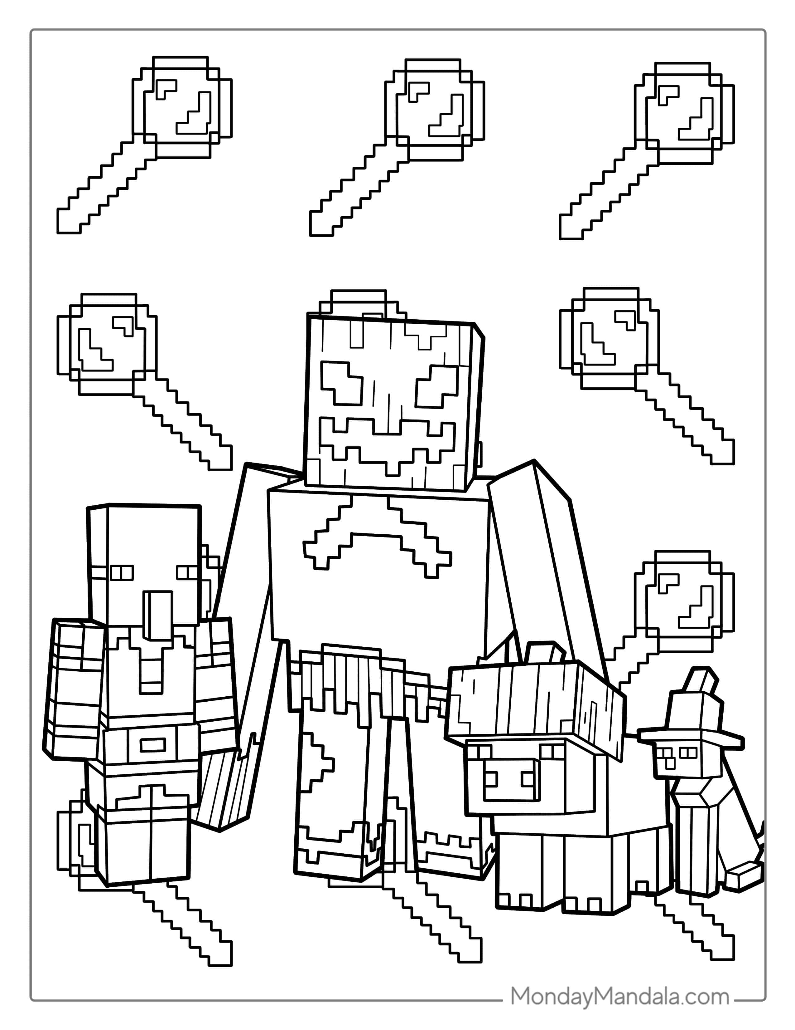 Halloween Inspired Minecraft Coloring Page For Kids coloring page — printable line art