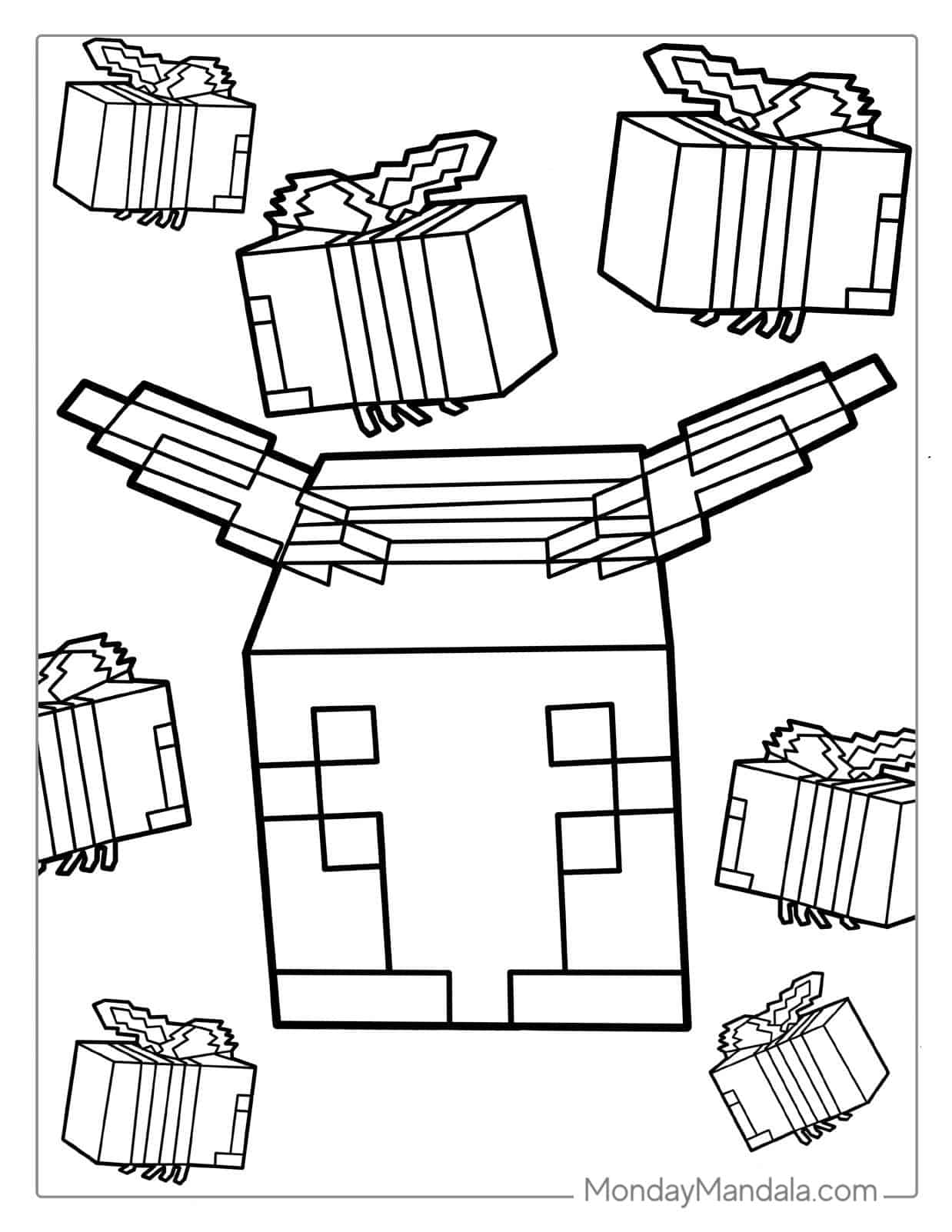 Minecraft Bee Coloring Page coloring page