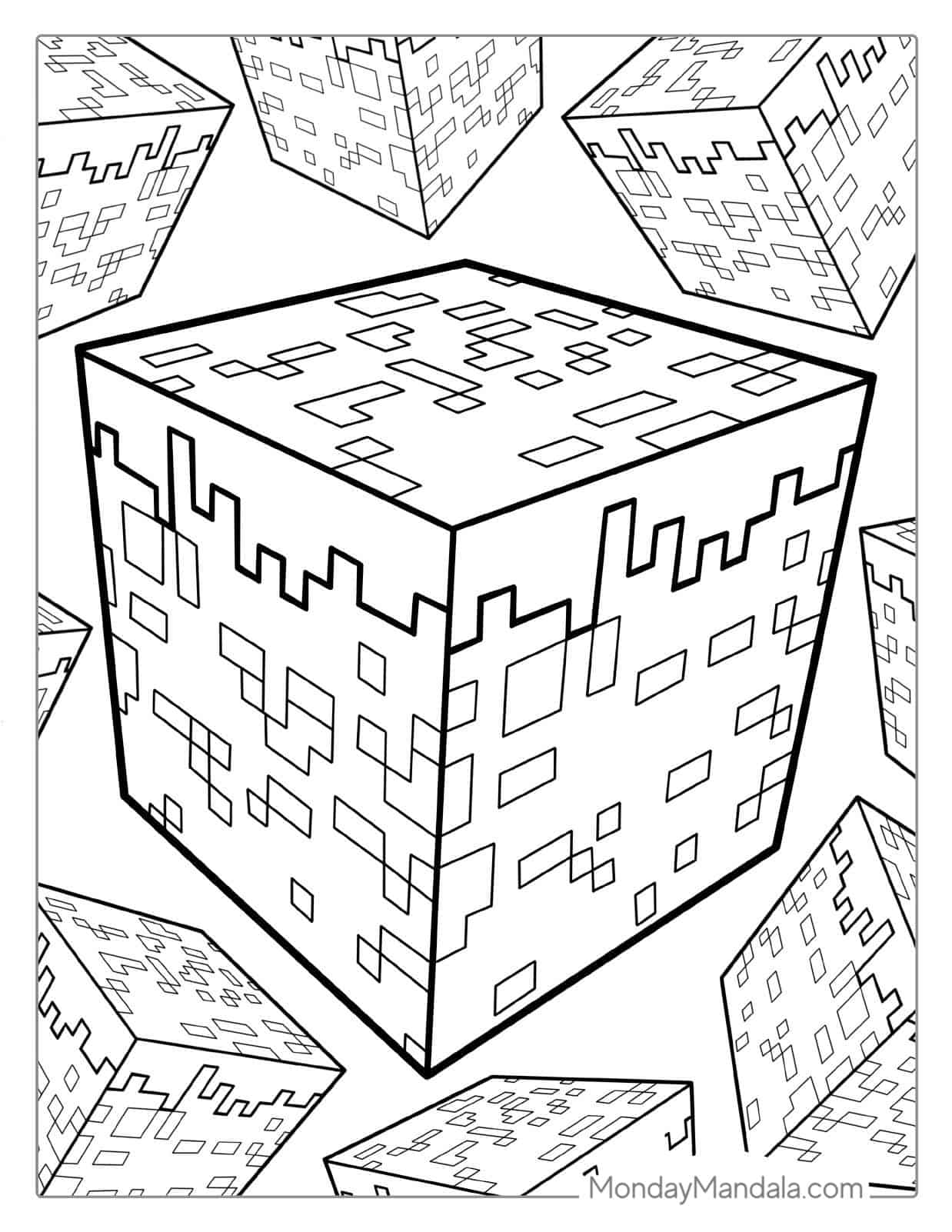 Minecraft Blocks Coloring Page For Kids coloring page
