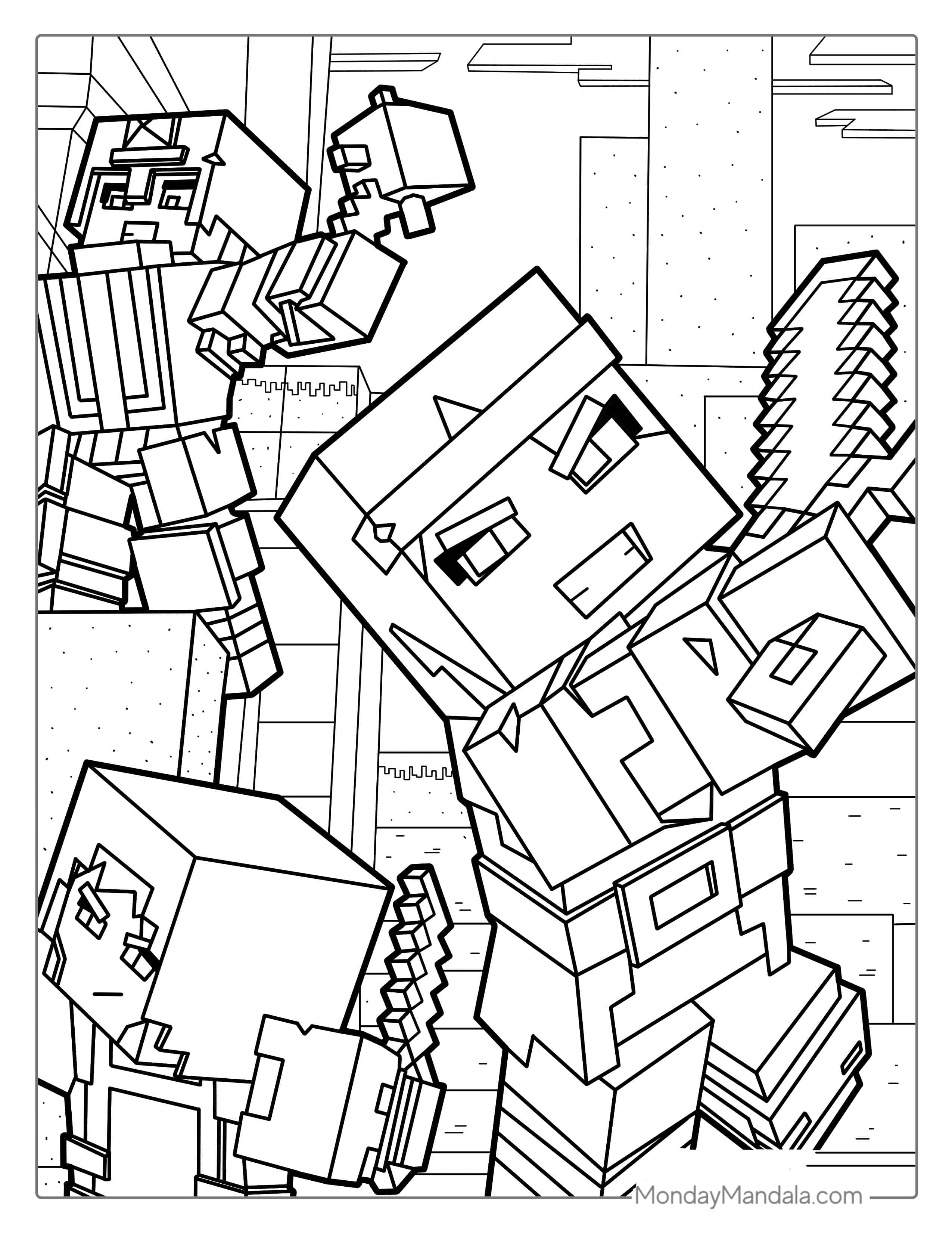 Minecraft Dungeons Coloring Page coloring page — printable line art