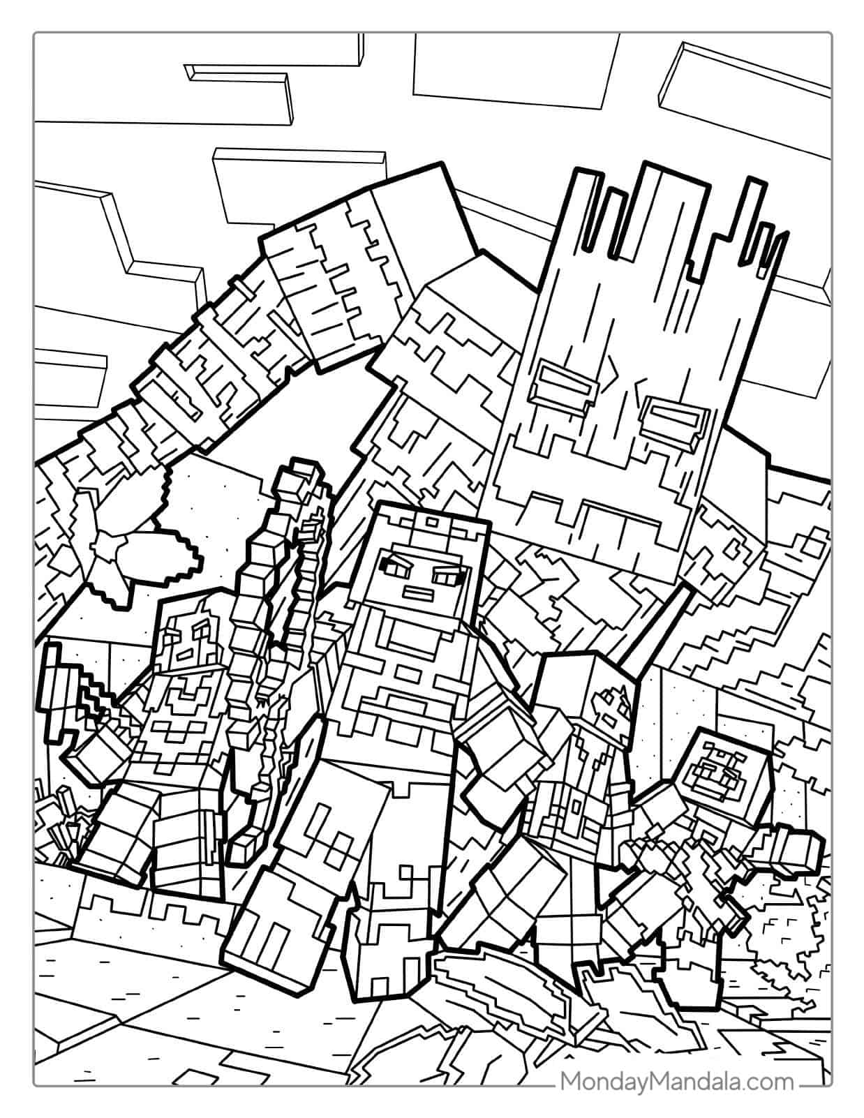Minecraft Dungeons Jungle Awakens Coloring Page coloring page