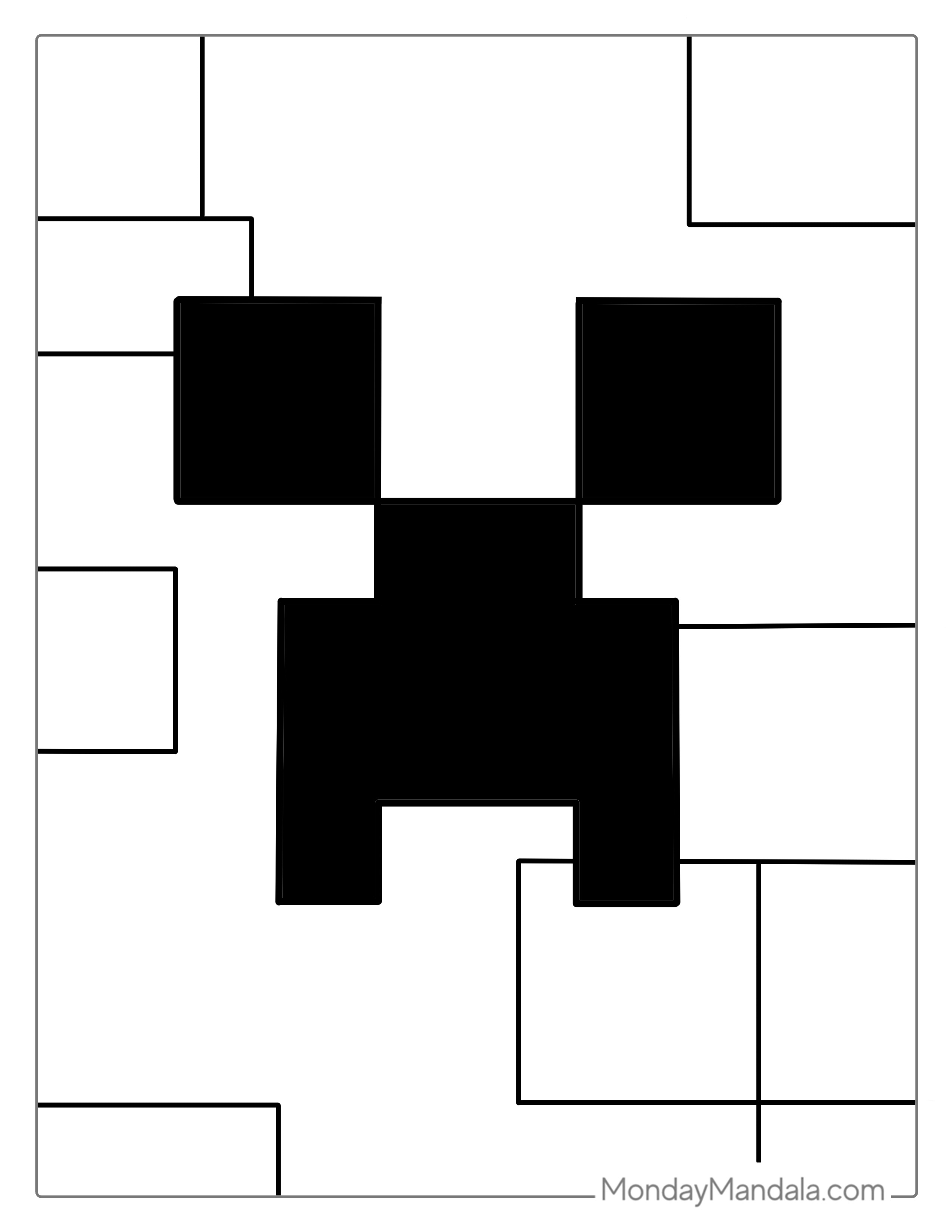 Minecraft Face Logo Coloring Sheet For Kids coloring page — printable line art